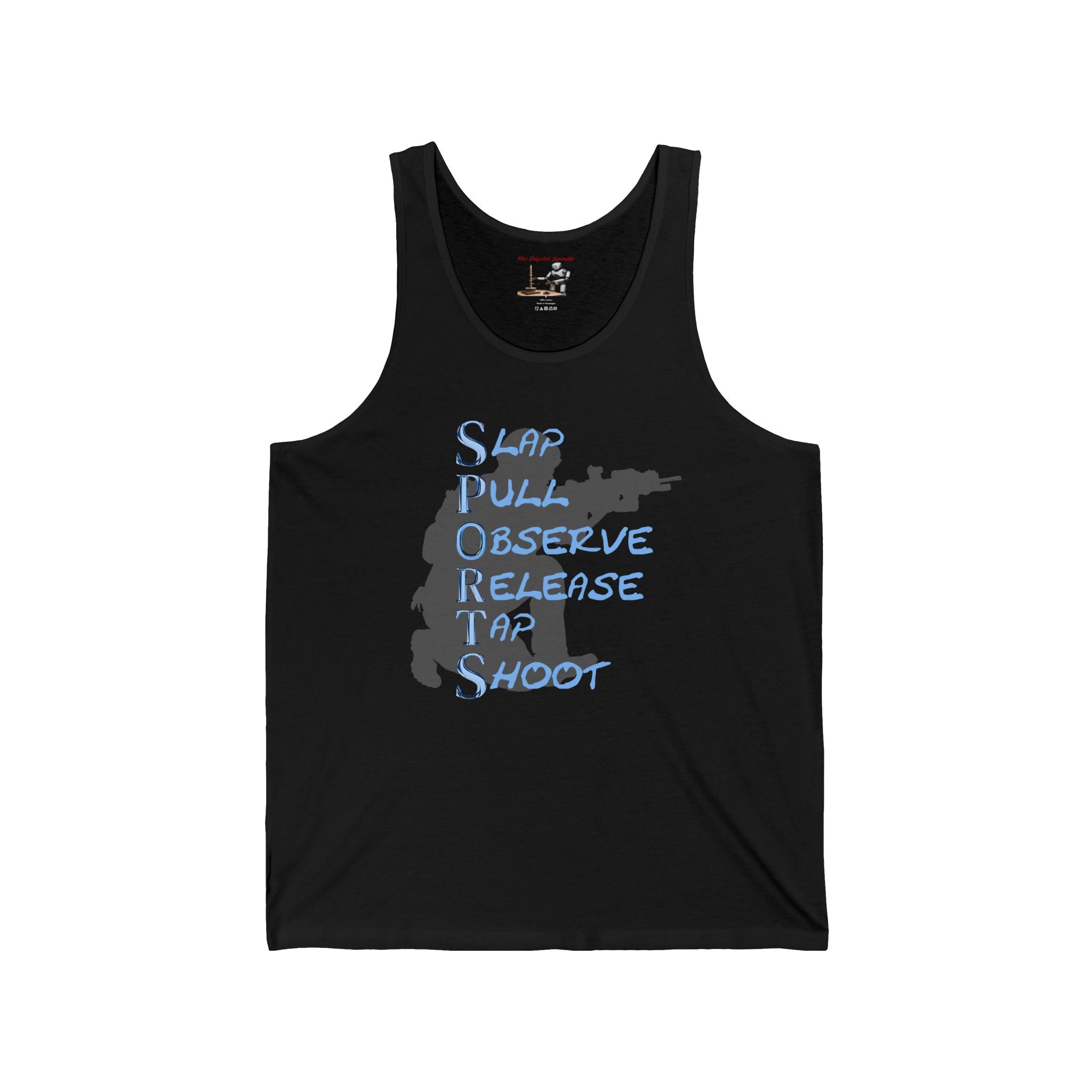 SPORTS Tank Top — "Stop, Observe, Release, Take, Shoot" Graphic