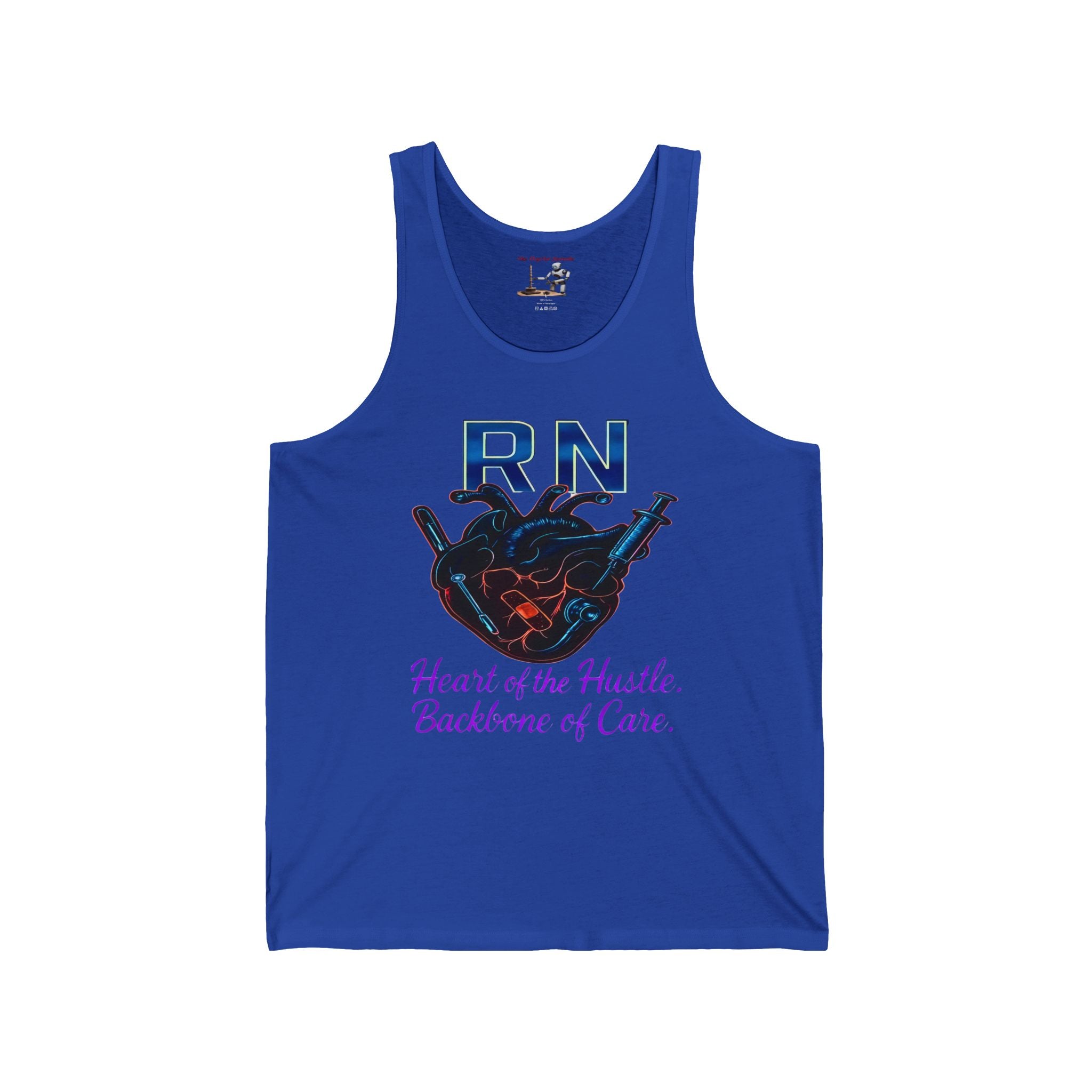 RN Heart Tank Top - "Heart of the Hustle, Backbone of Care" Nurse Tank