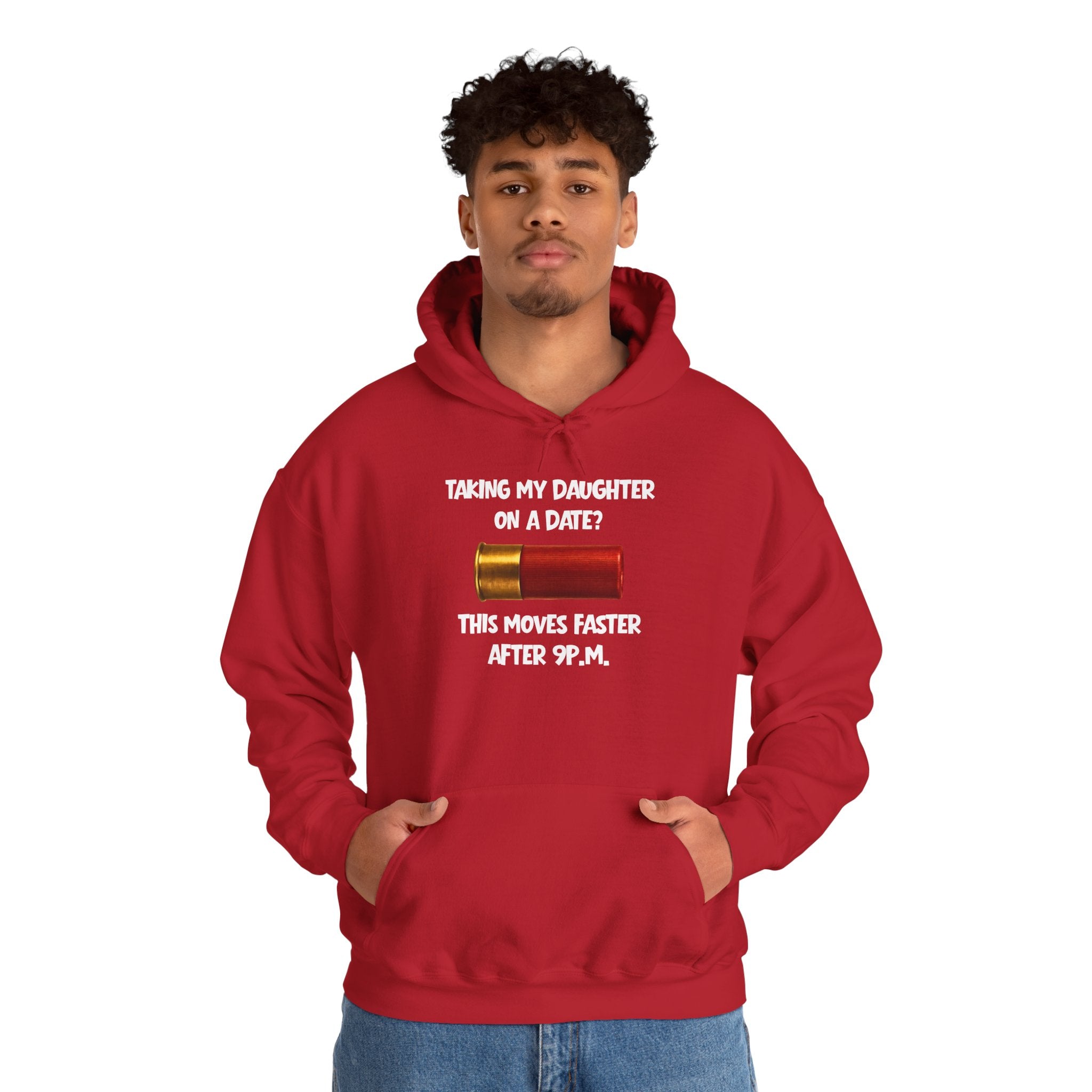 Dad Hoodie "Taking My Daughter On A Date? This Moves Faster After 9 P.M." – Funny Father-Daughter Dad Gift