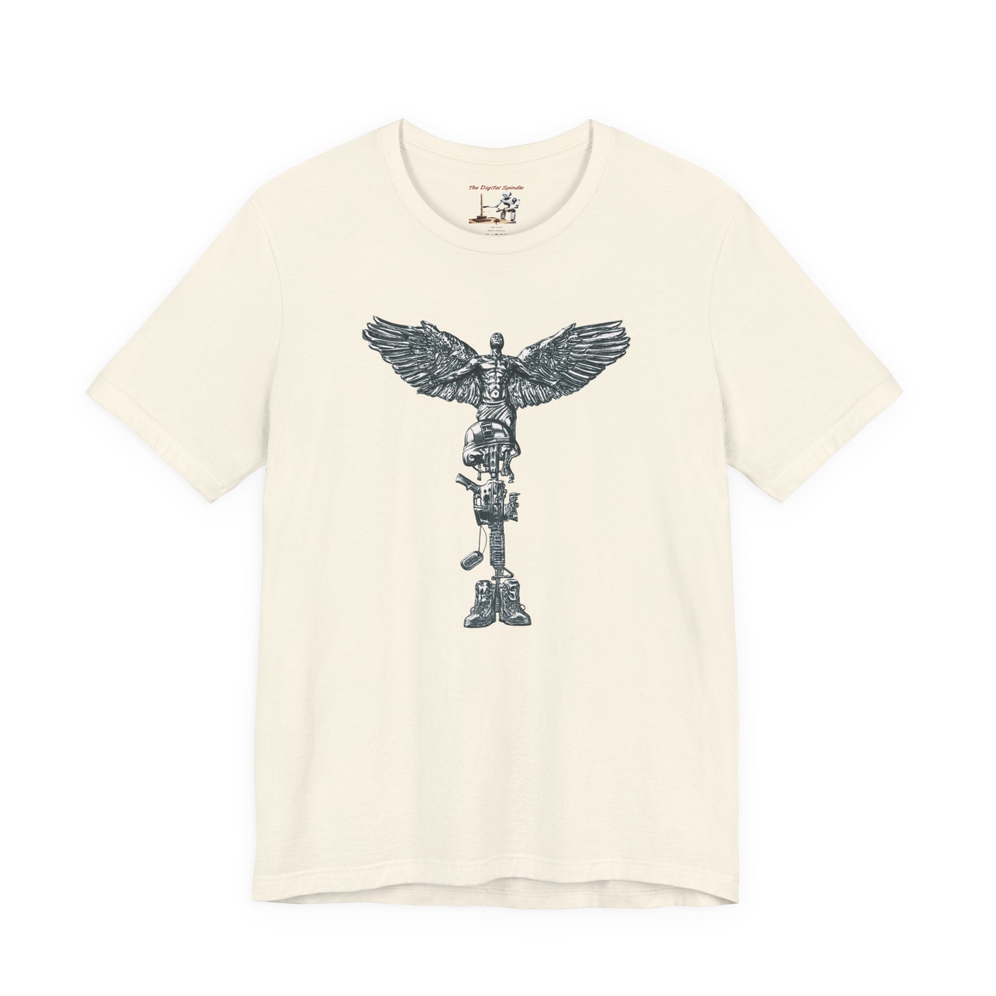 Army Veteran T-Shirt — Military Skull Helmet Back & Winged Medic Front Tee