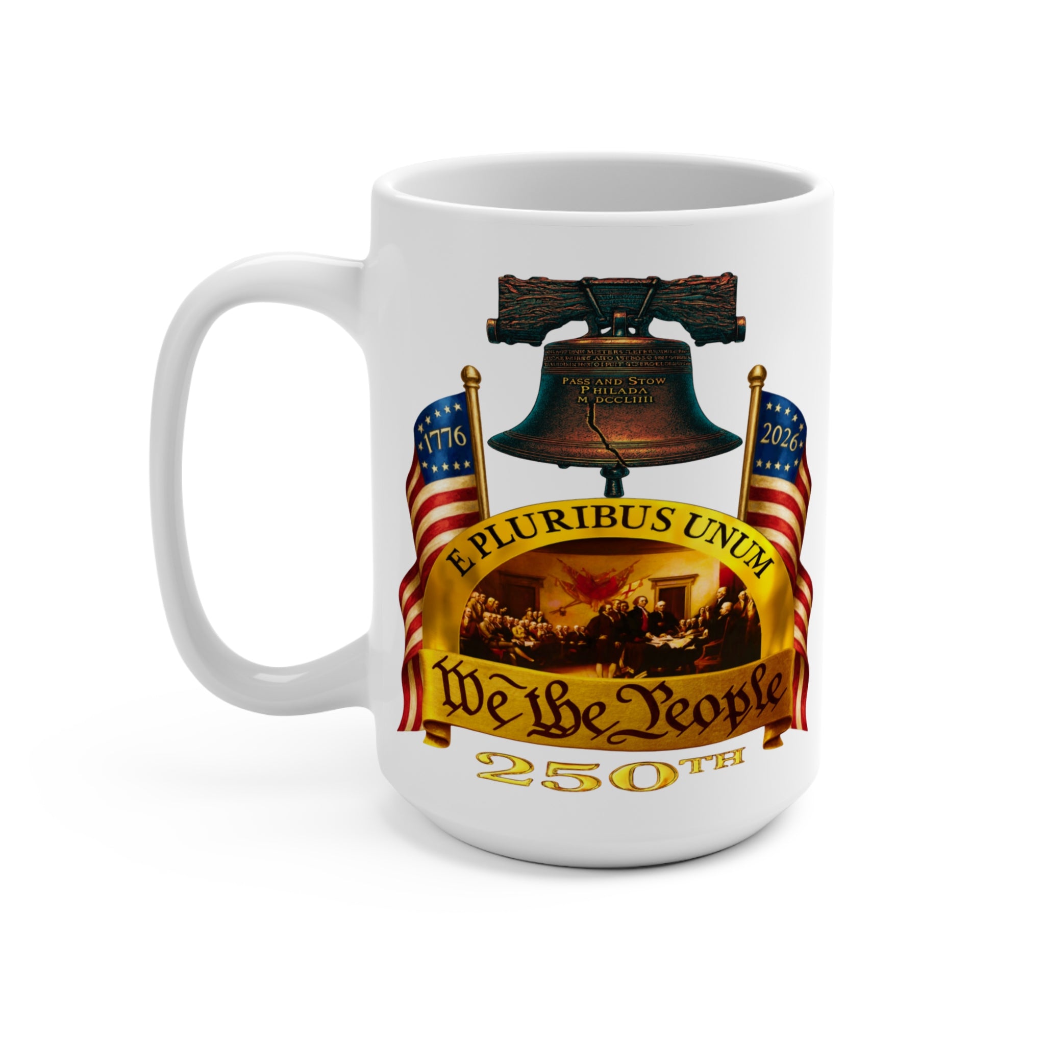 'We the People' Bell & Flags 15oz Commemorative Mug