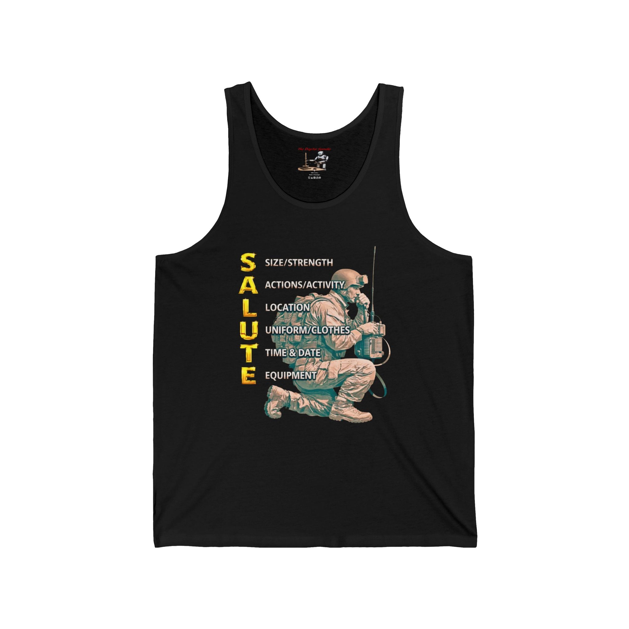 Salute Military Kneel Tank Top — Tactical Acronym Design for Veterans & Army Supporters