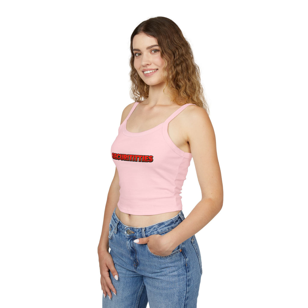 Securititties Crop Tank Top – Funny Bold Graphic Women's Spaghetti Strap