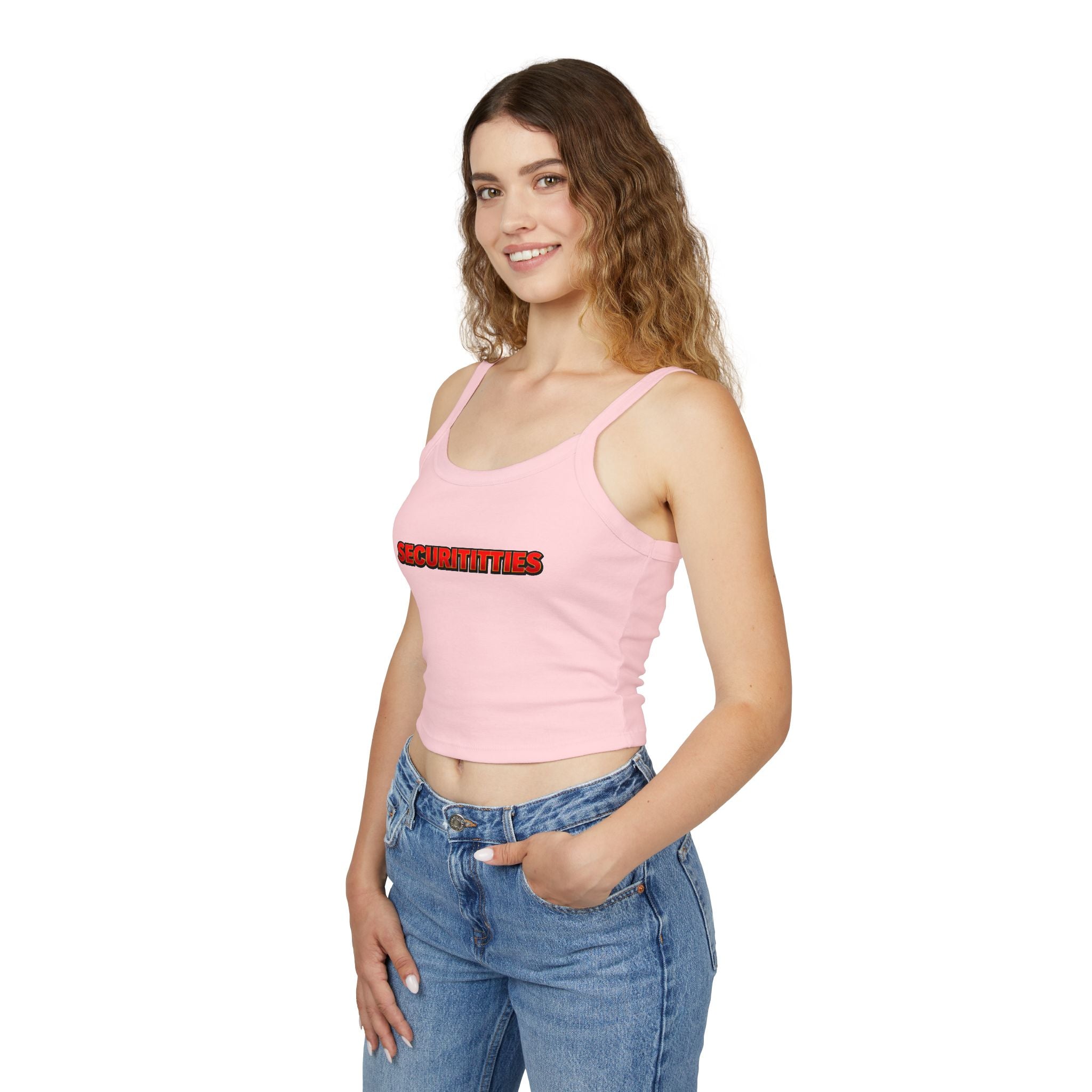 Securititties Crop Tank Top – Funny Bold Graphic Women's Spaghetti Strap