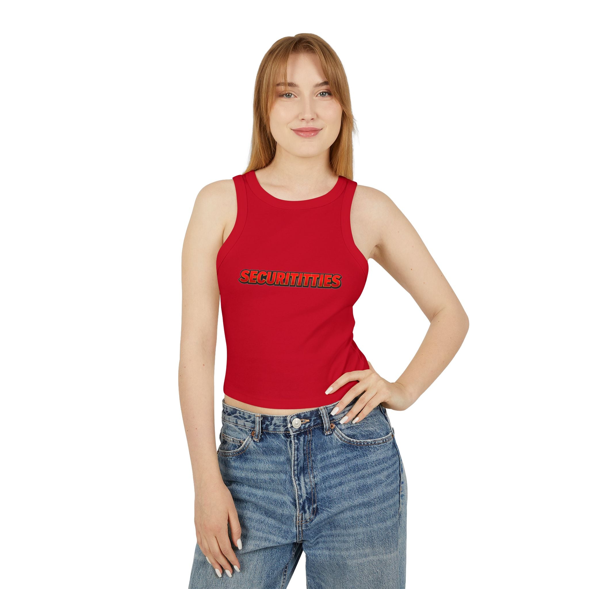 SECURITITTIES Racer Tank Top — Bold Graphic Women's Crop Tank