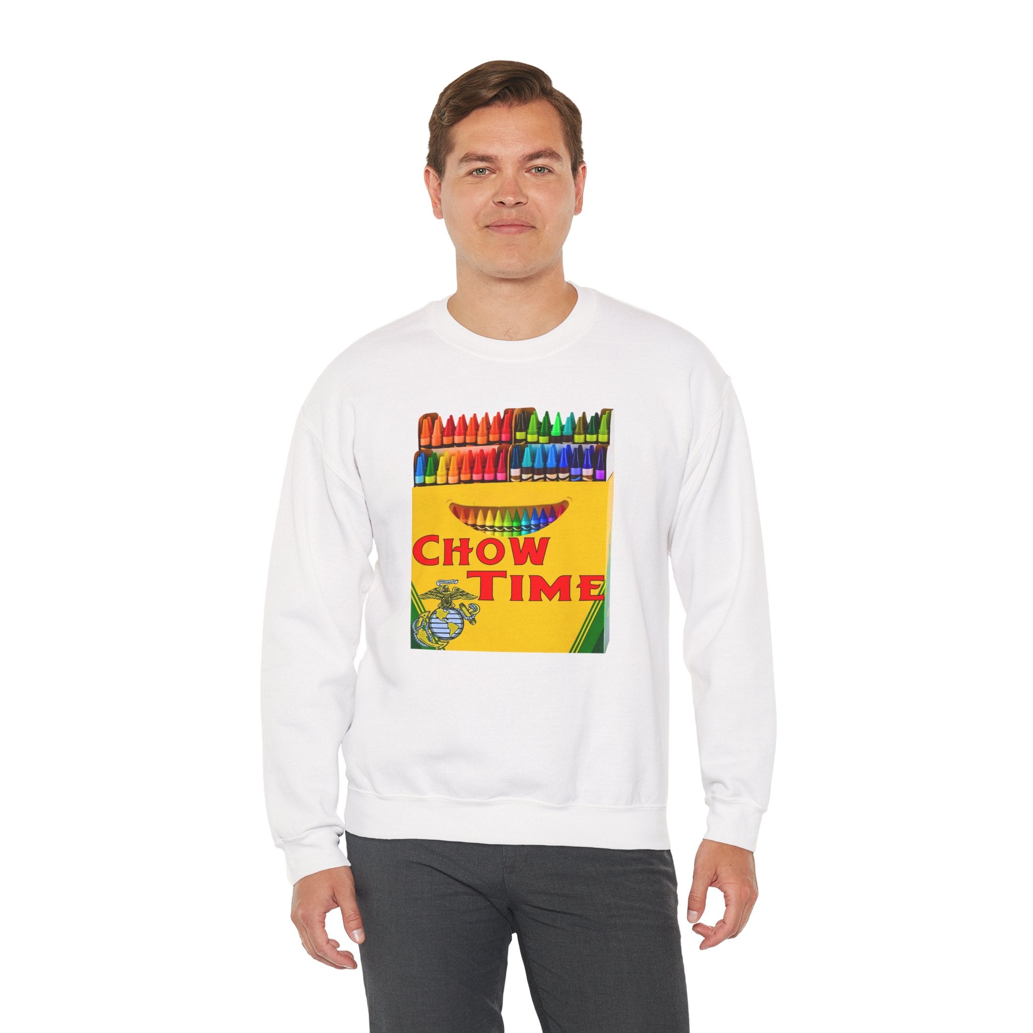 Chow Time Sweatshirt — Colorful Crayon Snack Art Crewneck