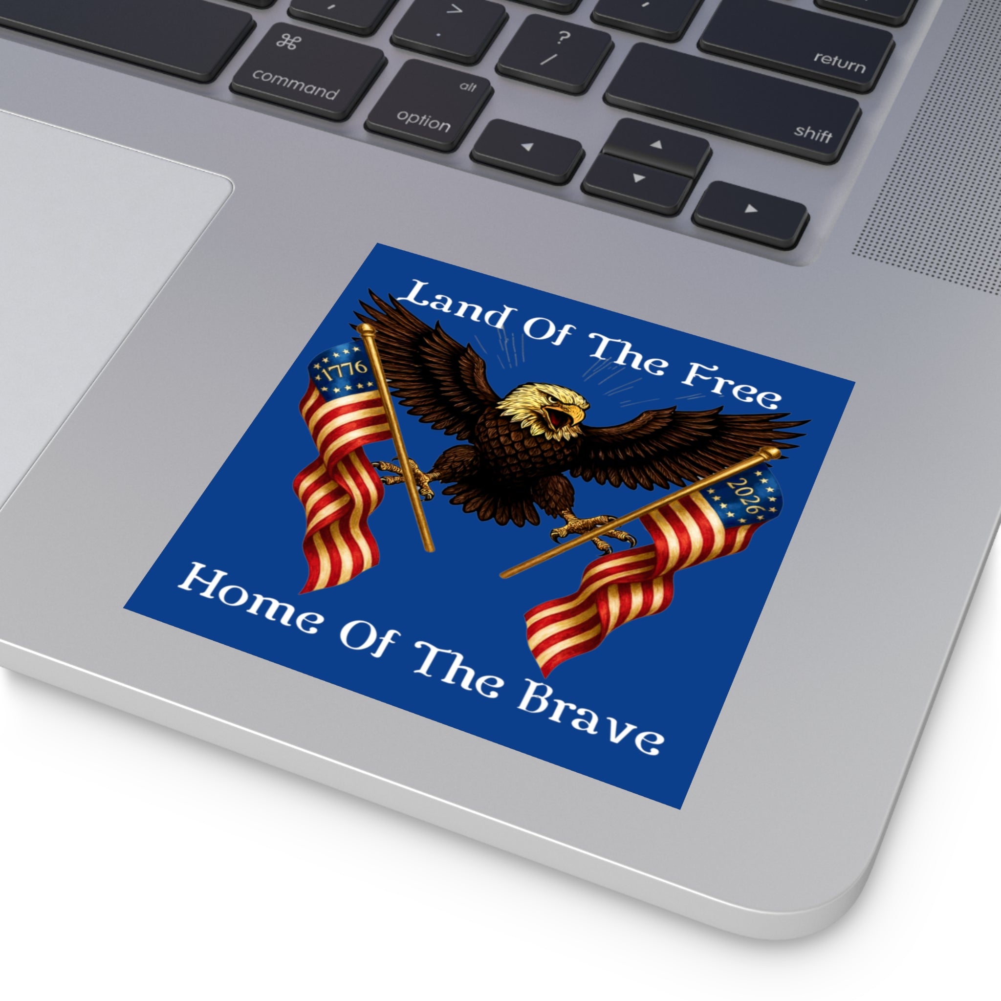 4" × 4" "Land of the Free, Home of the Brave" Square Sticker (Indoor/Outdoor)