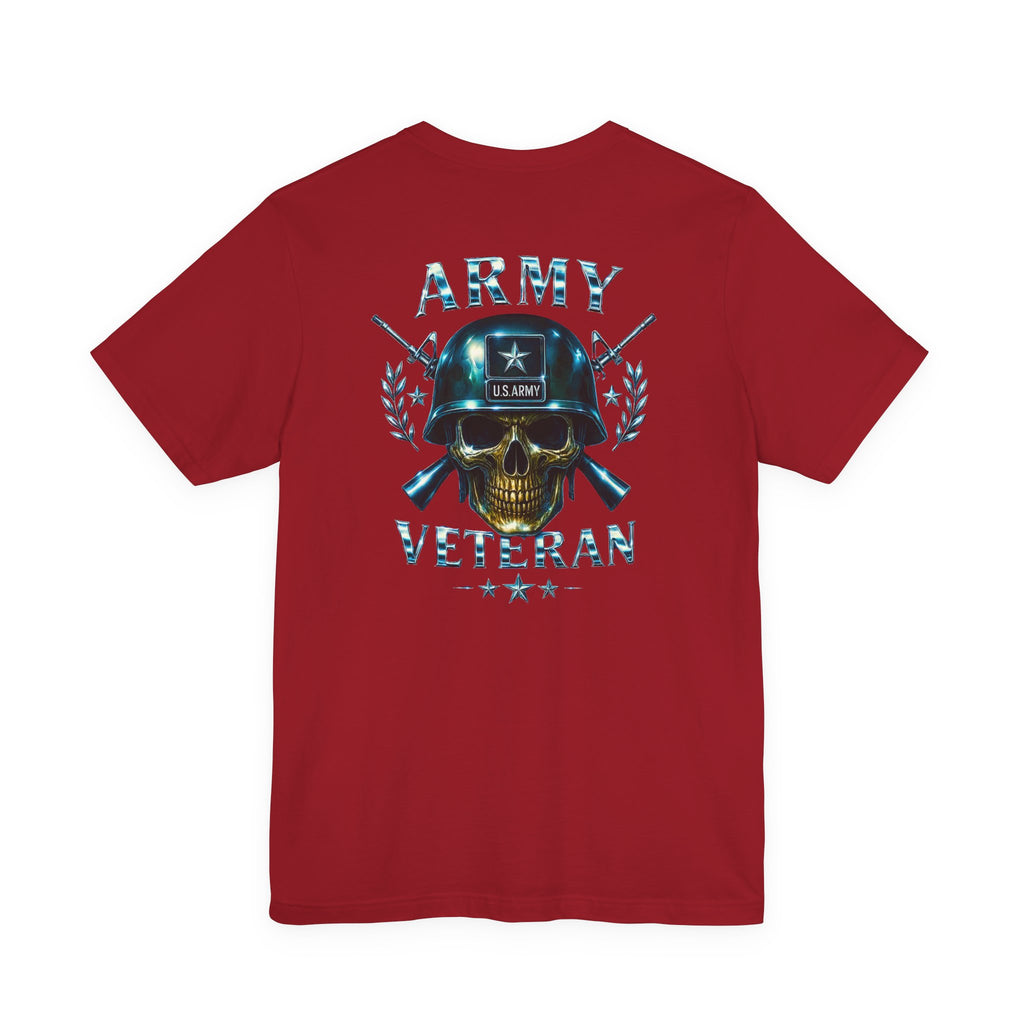 Army Veteran T-Shirt — Skull Helmet & Wings Military Tribute Tee