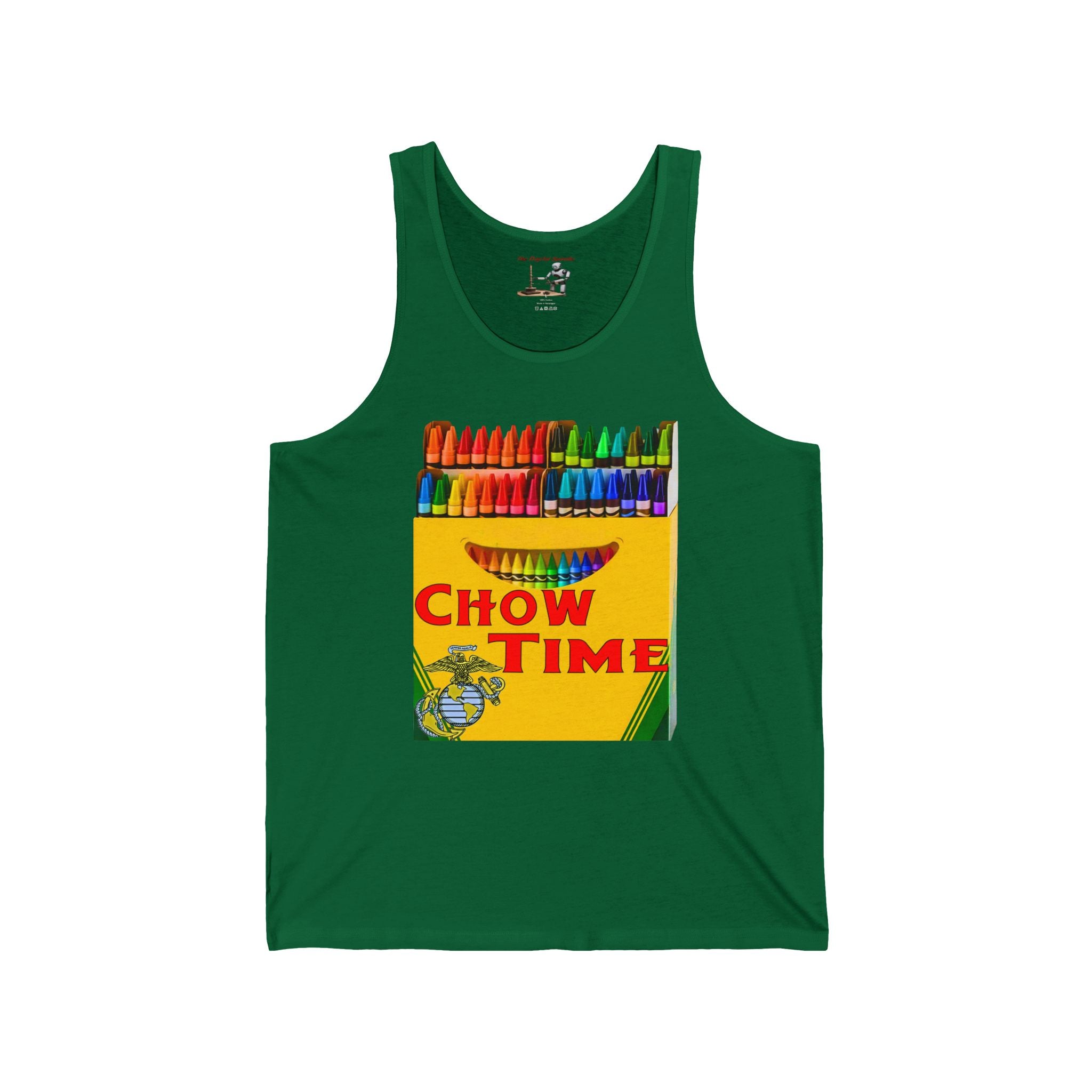 Chow Time Crayon Art Tank Top — Colorful Retro Foodie Graphic Tank