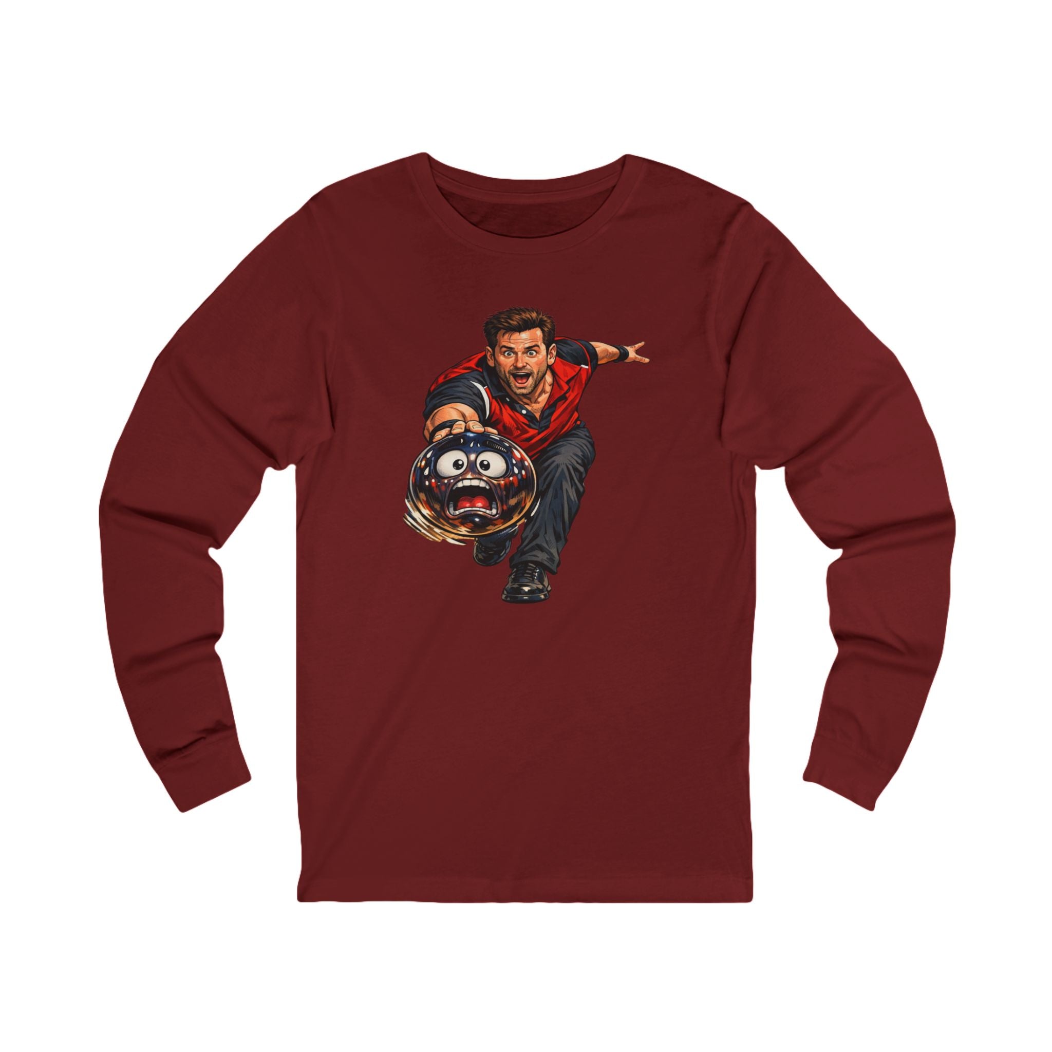 Funny Bowling Ball Graphic Long Sleeve Tee