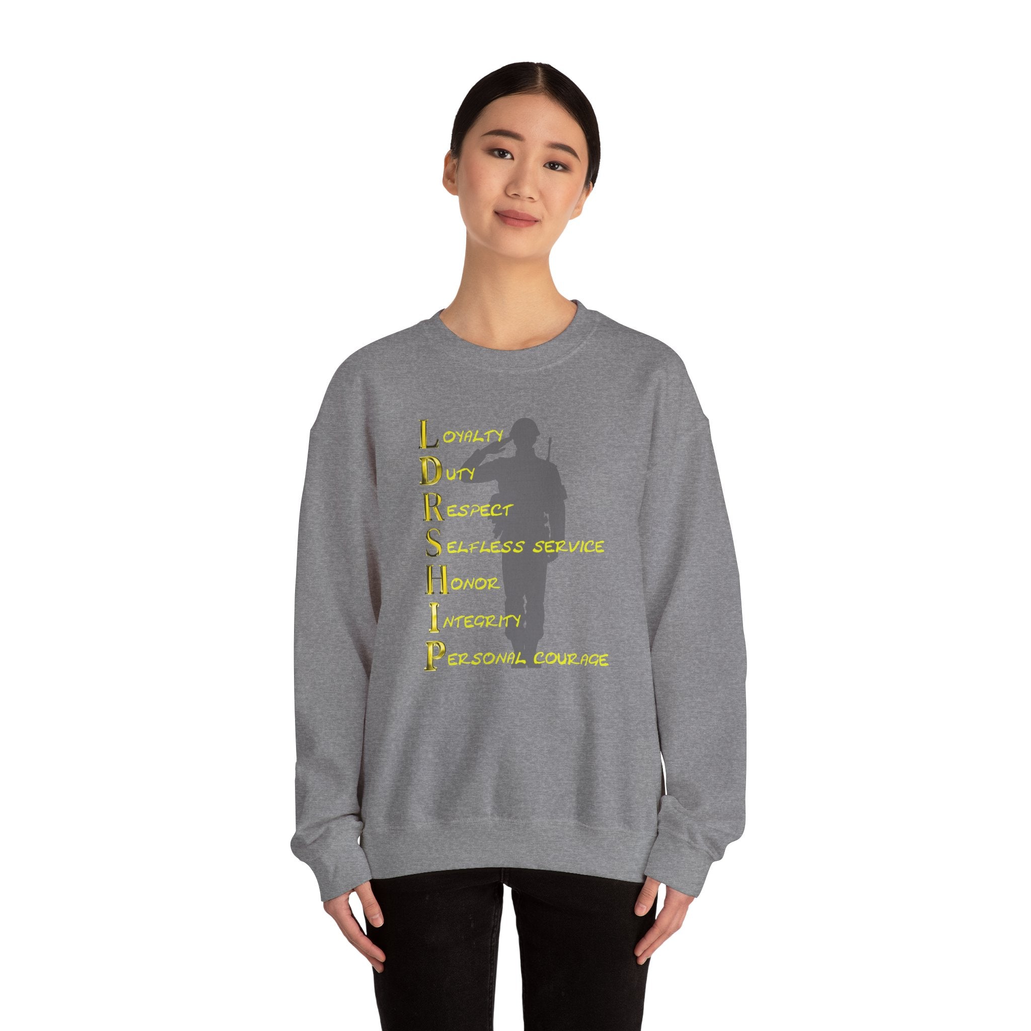 Leadership Military Salute Crewneck Sweatshirt — LDRSHIP Values Design