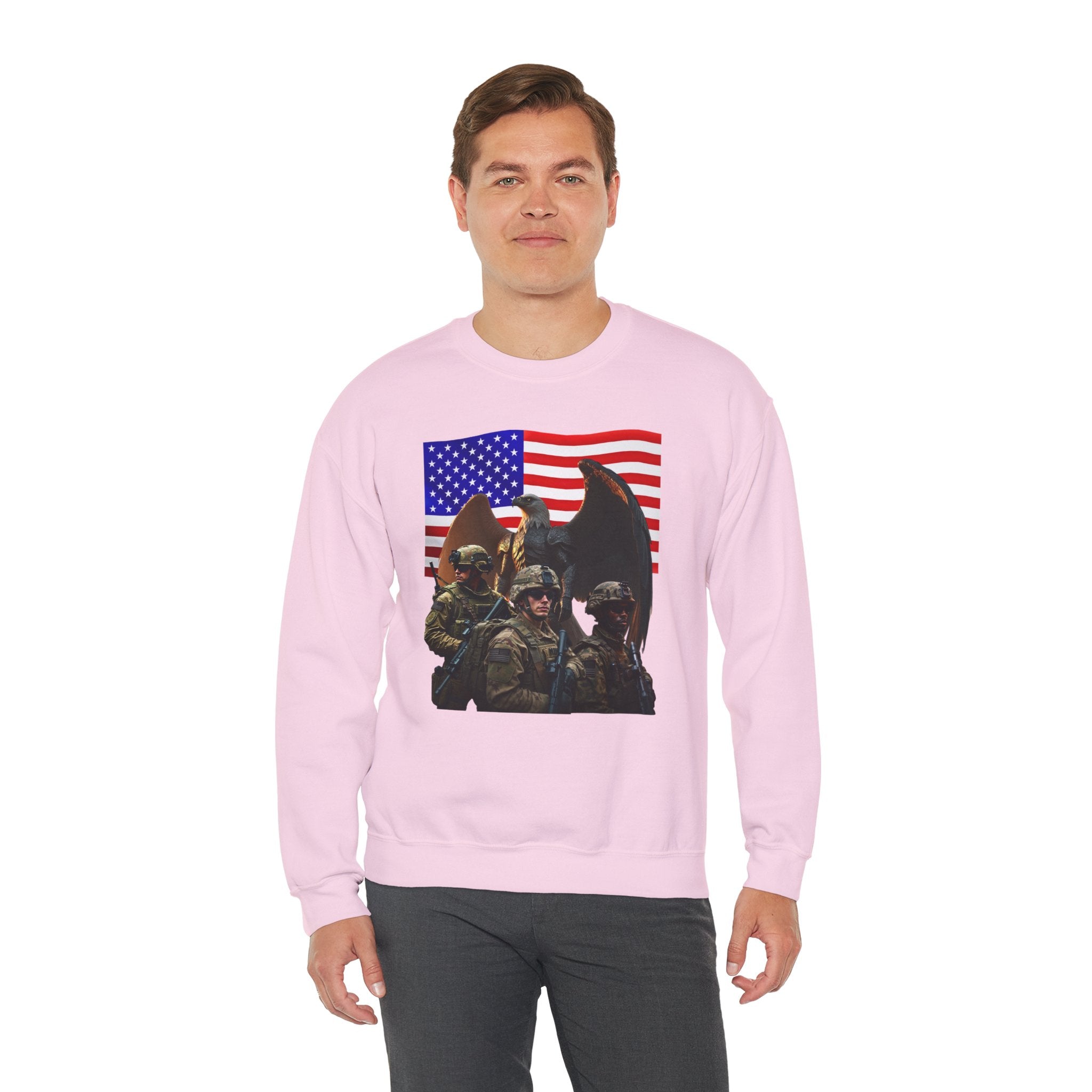 Eagle On Watch Soldiers Sweatshirt — Patriotic Military Crewneck