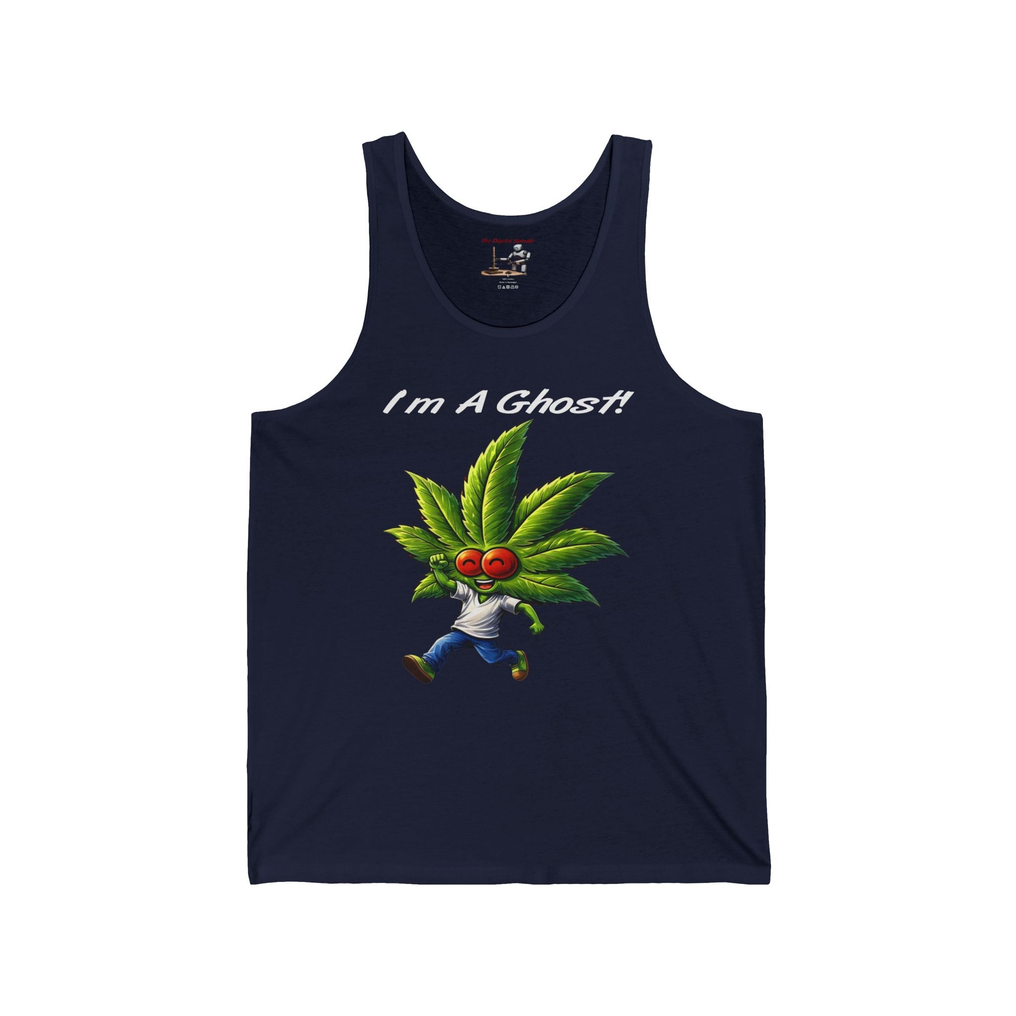 Tank Top — "I'm A Ghost" Cute Leaf Monster Graphic Tank for Stoner/Novice Cannabis Fans