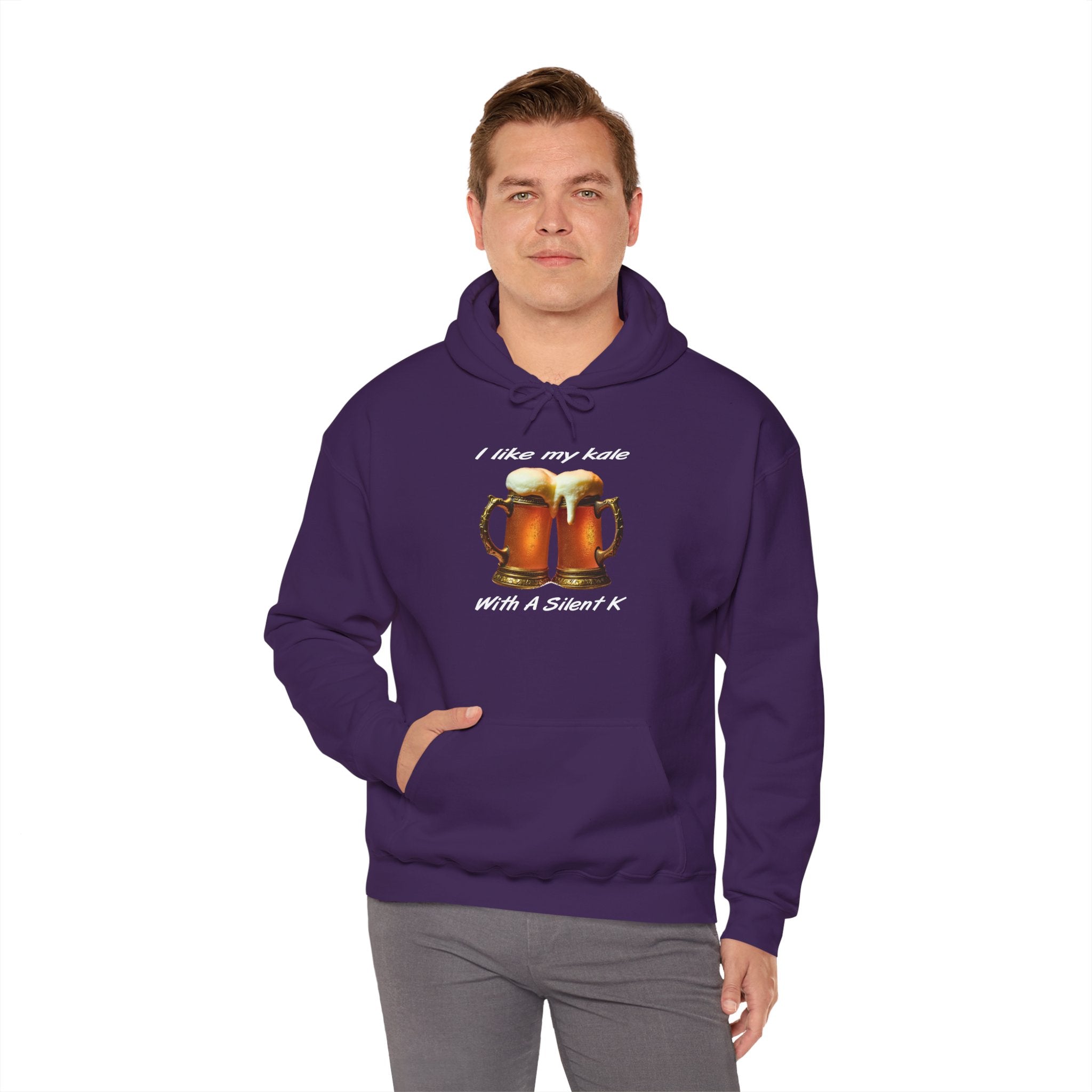 Hoodie - "I Like My Kale With A Silent K" Beer Cheers Graphic Hoodie
