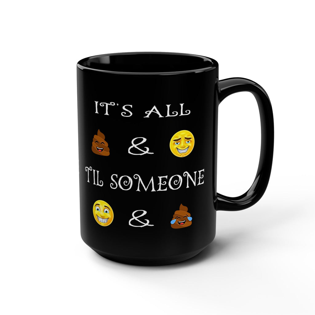 Funny Emoji 15oz Black Coffee Mug