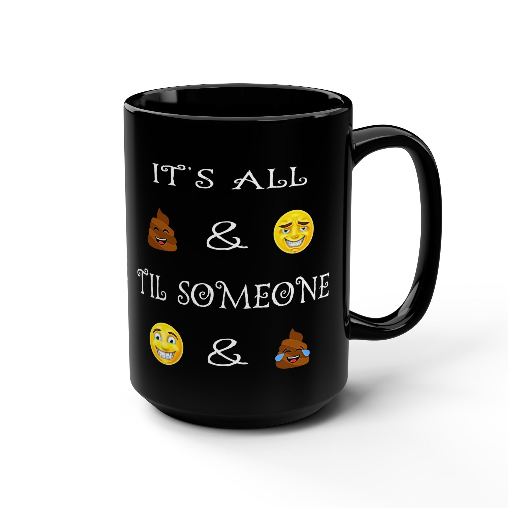 Funny Emoji 15oz Black Coffee Mug