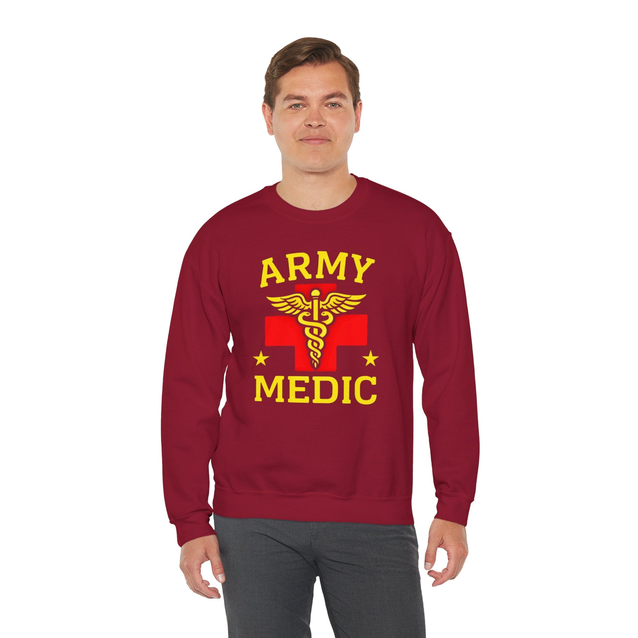 Army Medic Crewneck Sweatshirt — Military Medical Caduceus Design