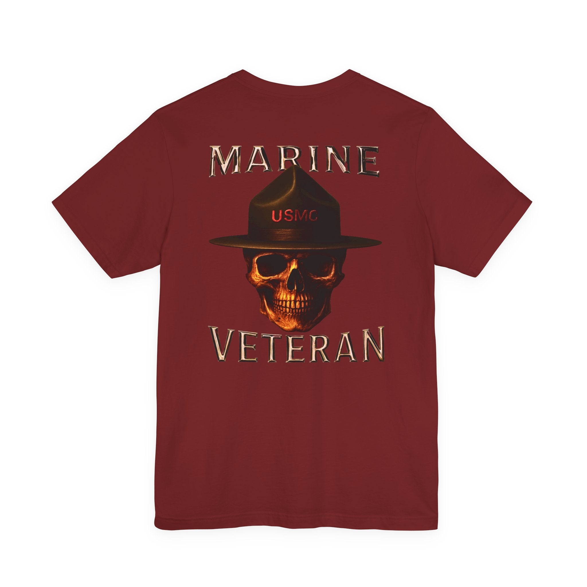 Marine Veteran Skull T‑Shirt — USMC Drill Instructor Hat Design