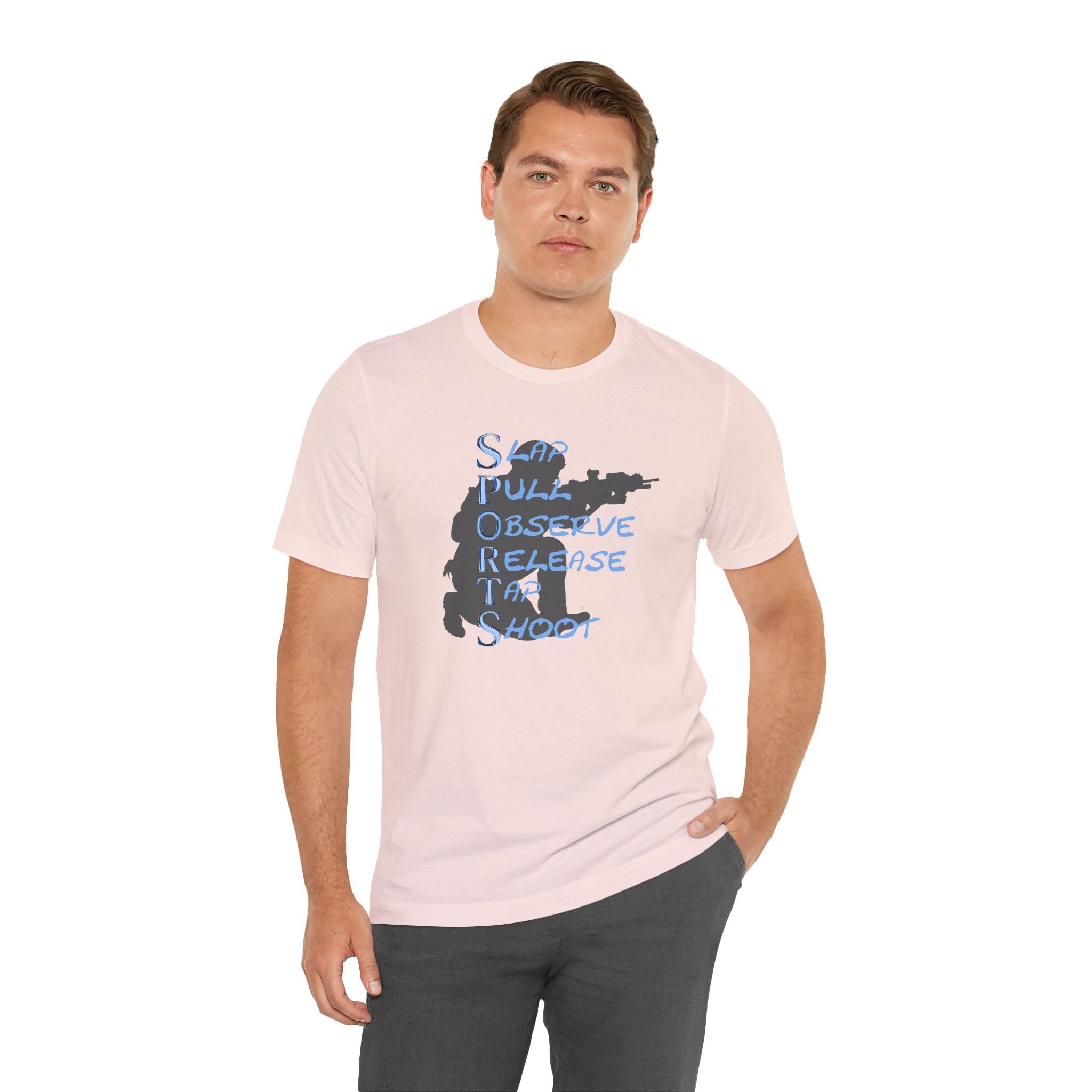 SPORTS - T-Shirt — "Stop, Pull, Observe, Release, Tap, Shoot"