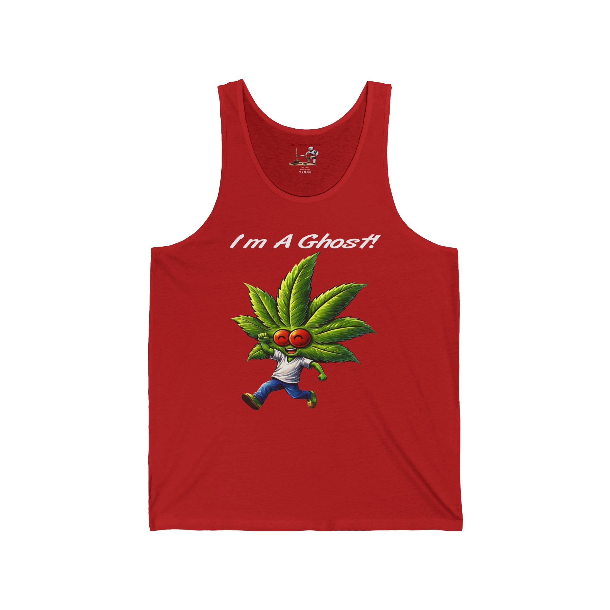 Tank Top — "I'm A Ghost" Cute Leaf Monster Graphic Tank for Stoner/Novice Cannabis Fans