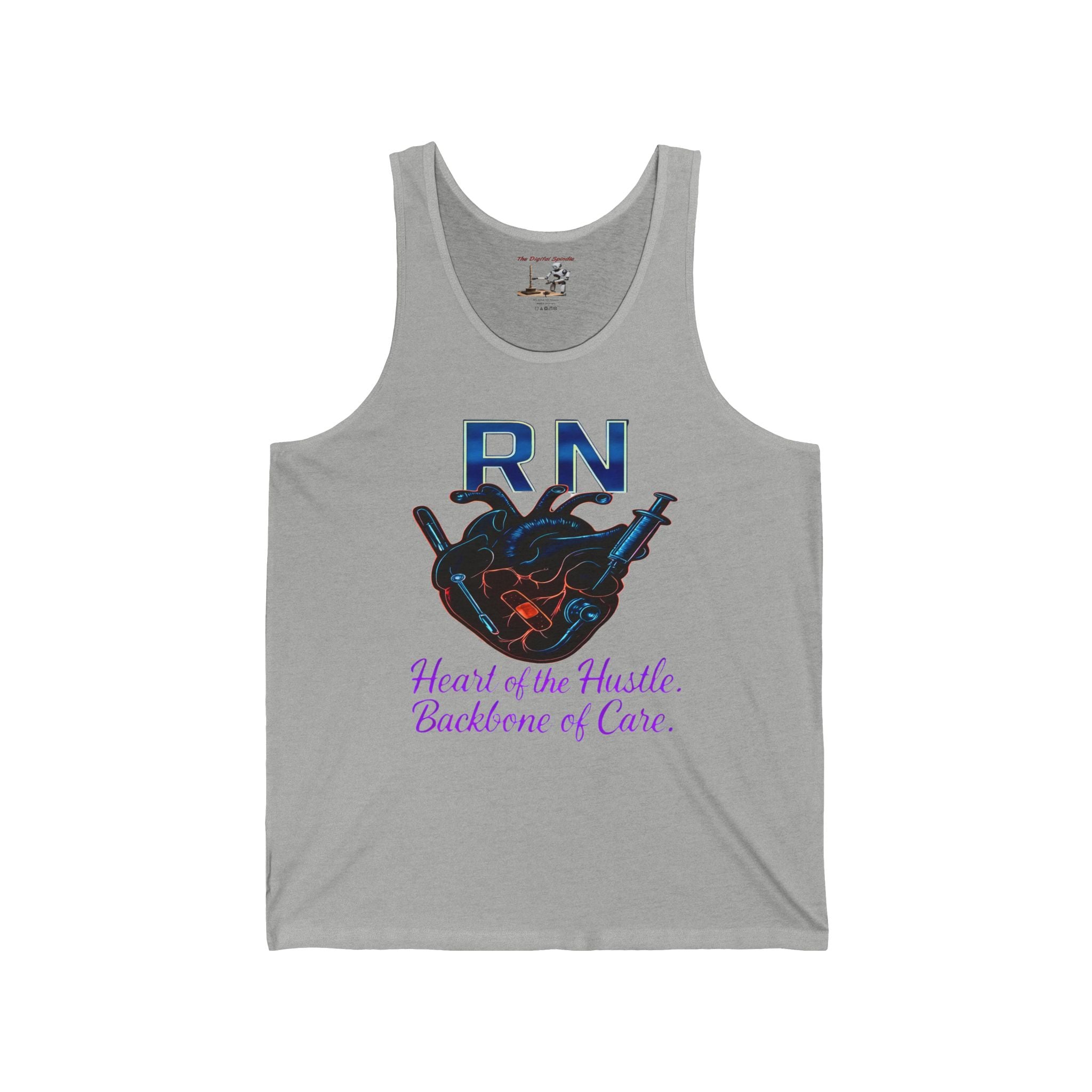 RN Heart Tank Top - "Heart of the Hustle, Backbone of Care" Nurse Tank