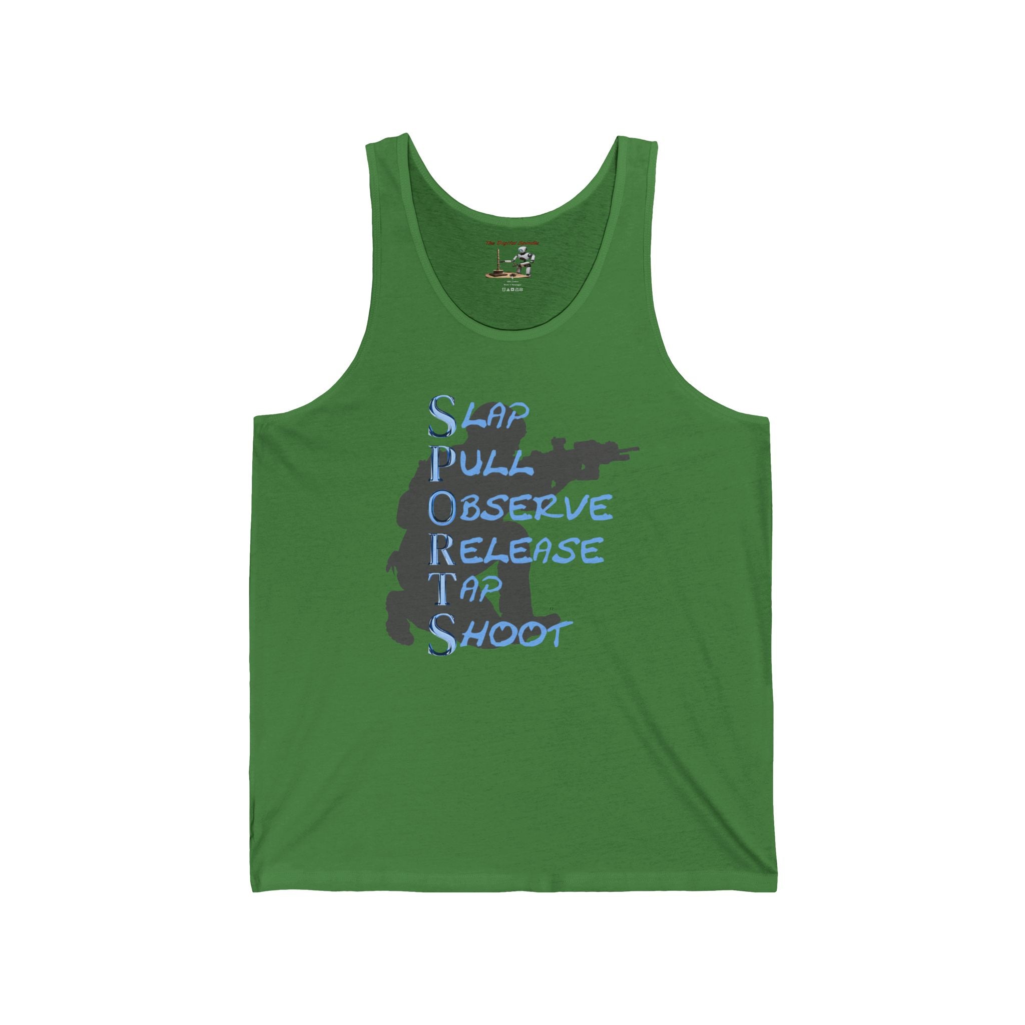 SPORTS Tank Top — "Stop, Observe, Release, Take, Shoot" Graphic