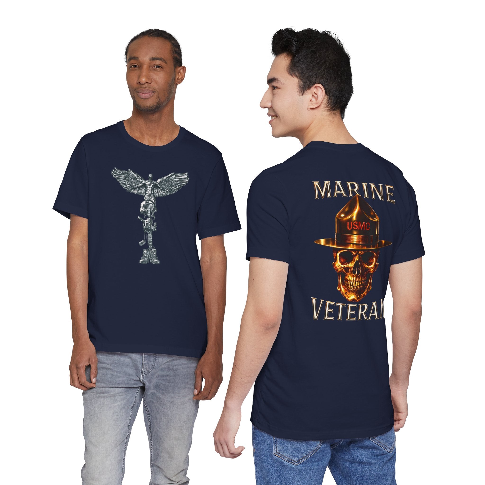 Marine Veteran T‑Shirt — USMC Skull Drill Instructor Graphic Tee