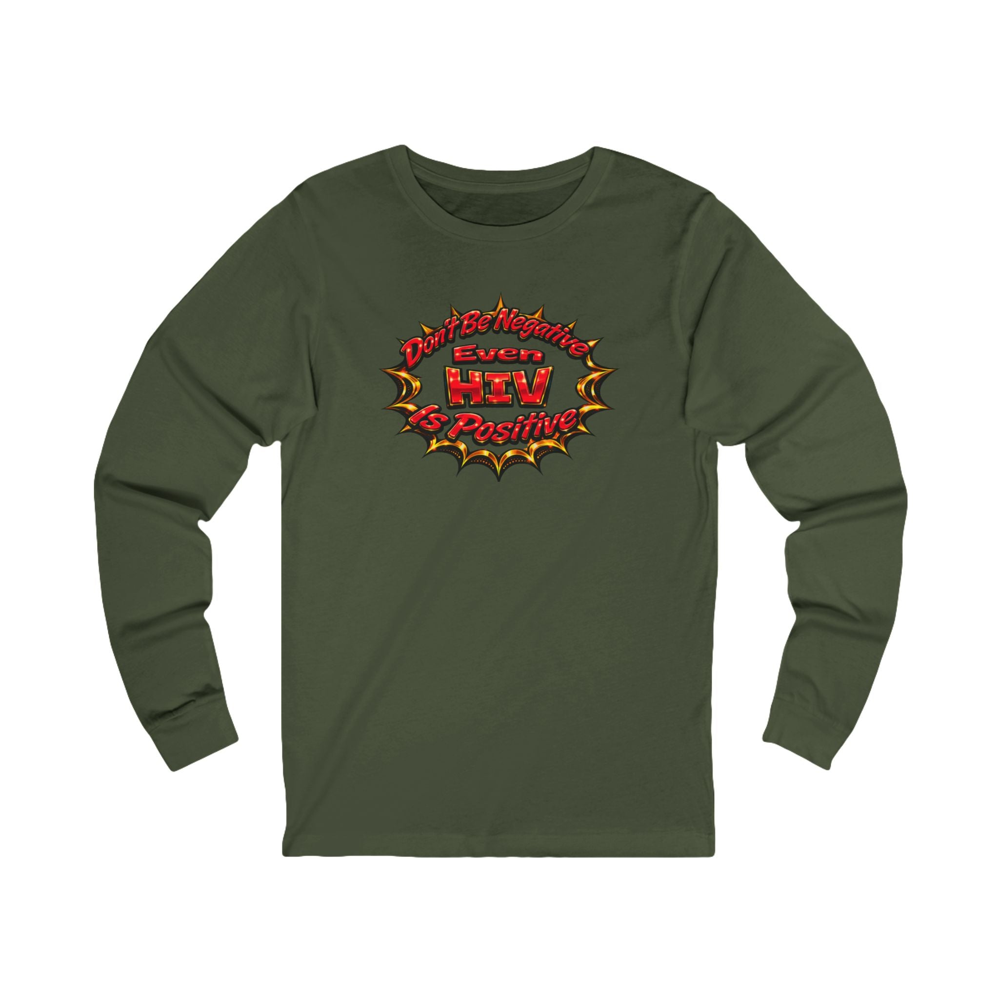 Retro Comic “HIV Positive” Graphic Long Sleeve Tee