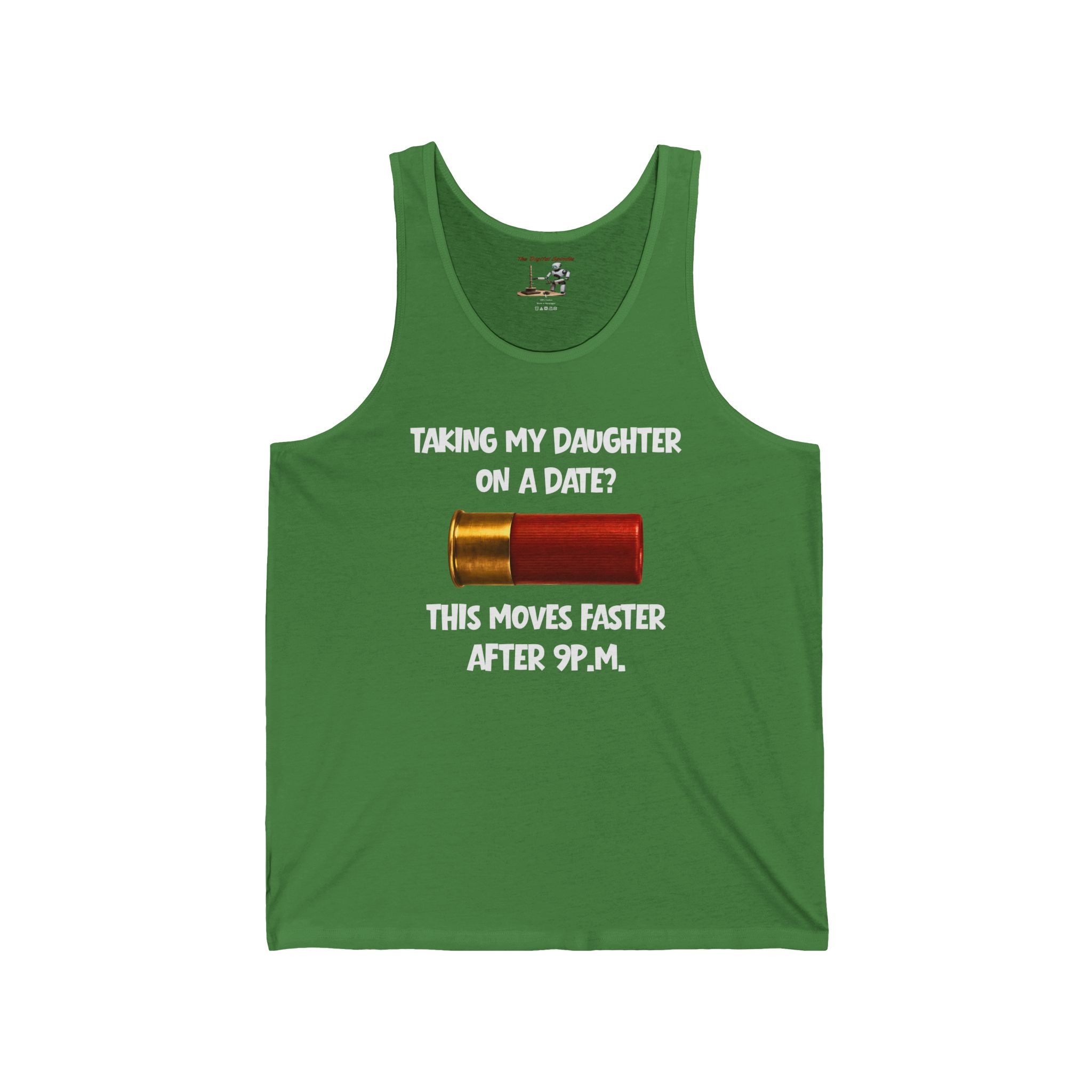 Tank Top — "Taking My Daughter On A Date? This Moves Faster After 9 P.M." Battery Graphic
