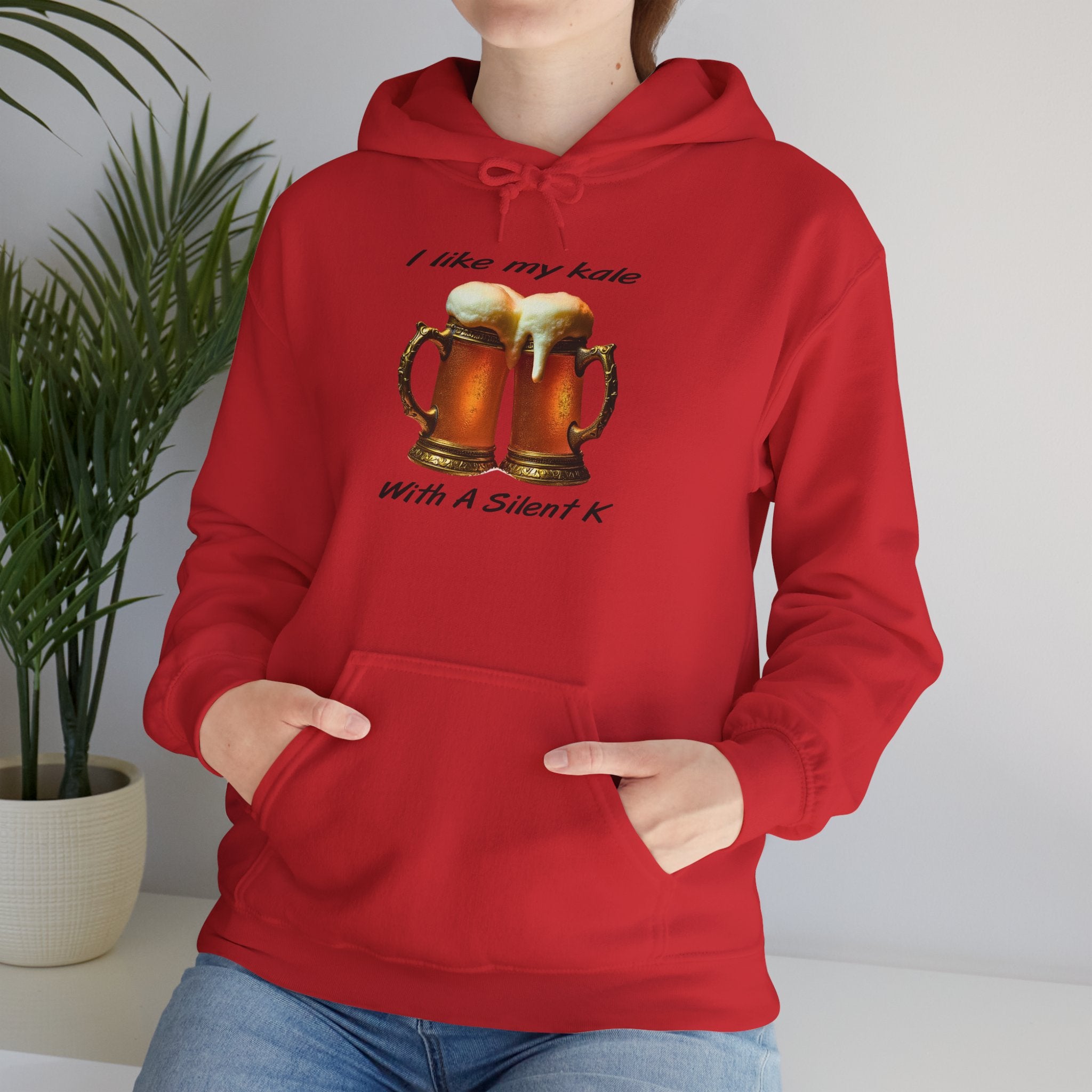 Beer Lovers Hoodie - "I Like My Kale With A Silent K" Graphic Pullover