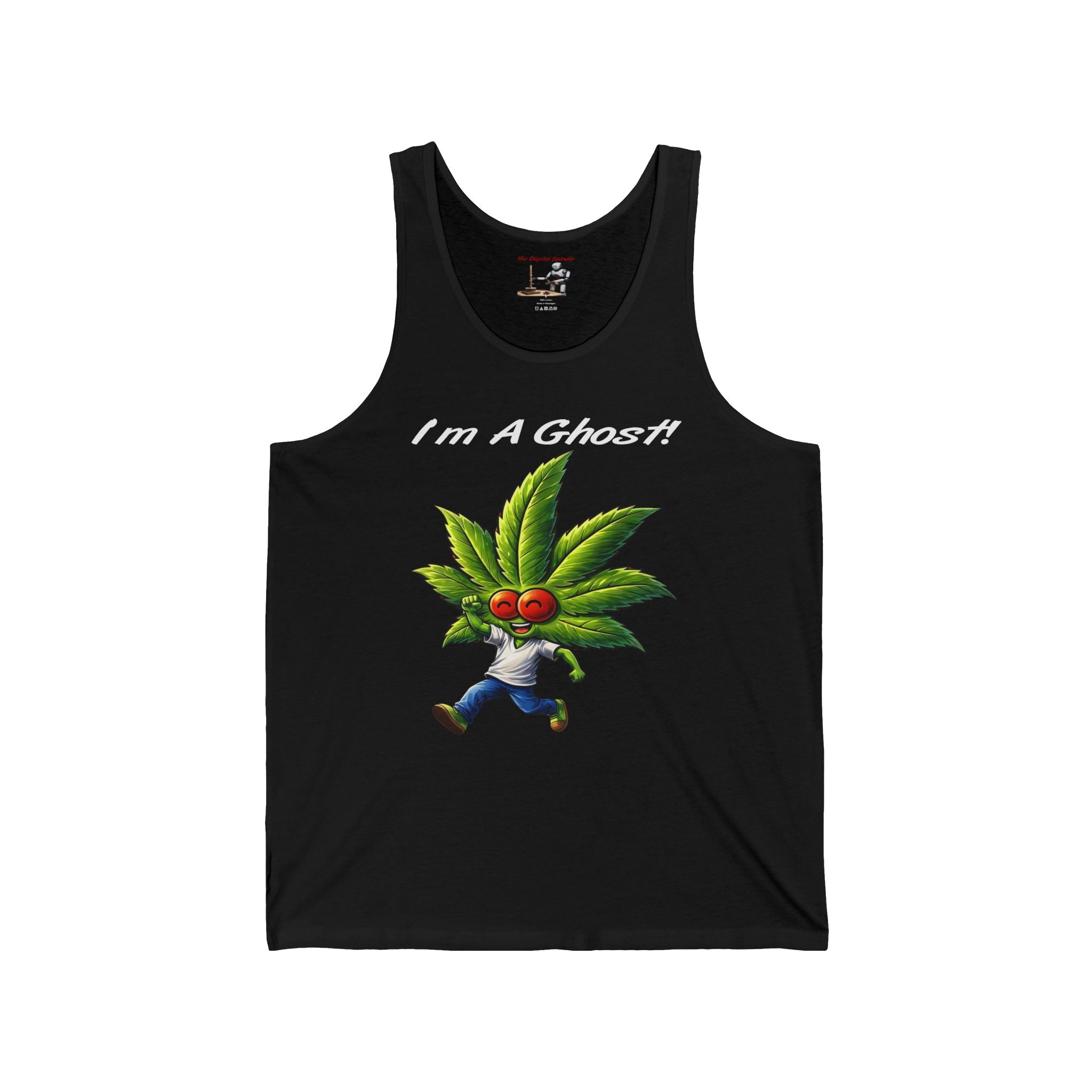 Tank Top — "I'm A Ghost" Cute Leaf Monster Graphic Tank for Stoner/Novice Cannabis Fans