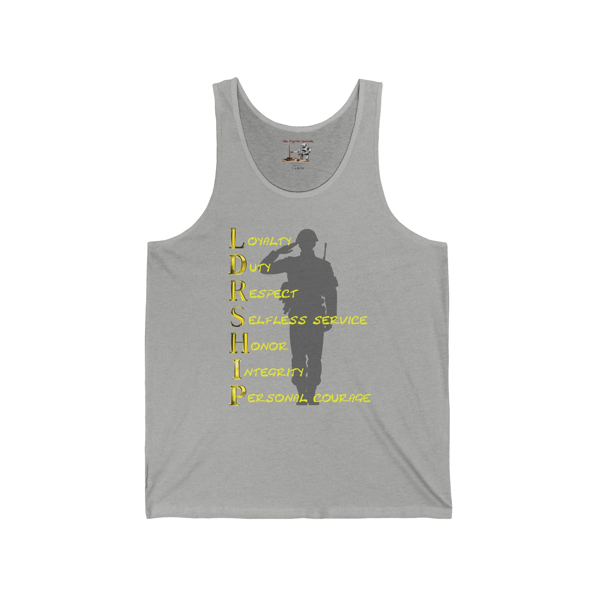 Leadership Values Tank Top — 'Leadership' Acronym Graphic Military Salute Shirt