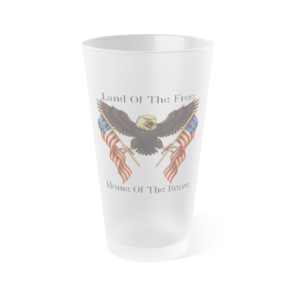Land Of The Free Frosted Pint Glass – 16oz