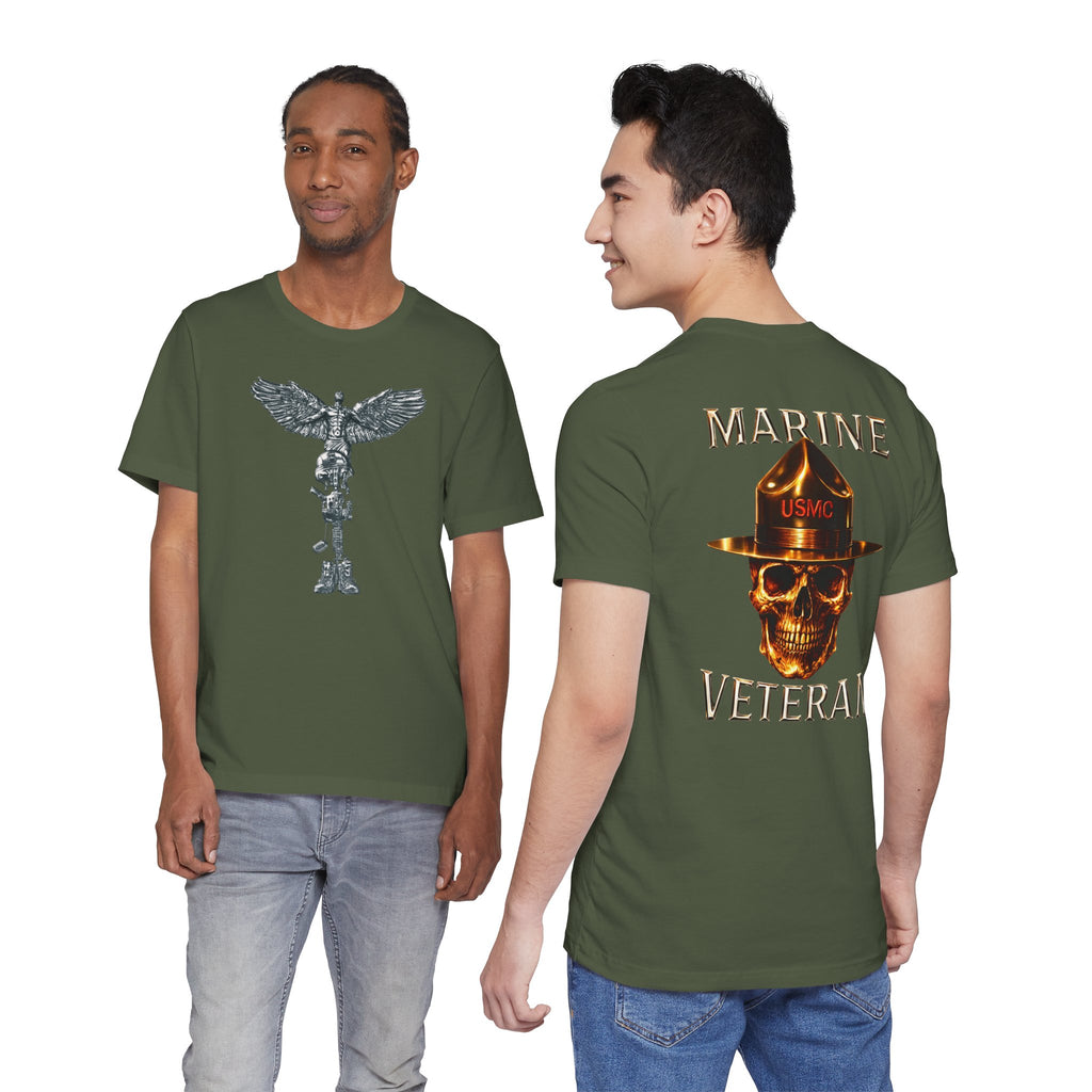 Marine Veteran T‑Shirt — USMC Skull Drill Instructor Graphic Tee