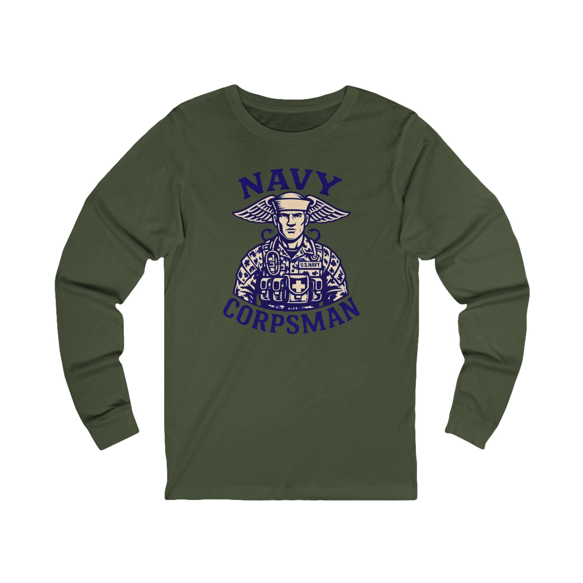 Navy Corpsman Long Sleeve Tee — Vintage Military Medic Graphic