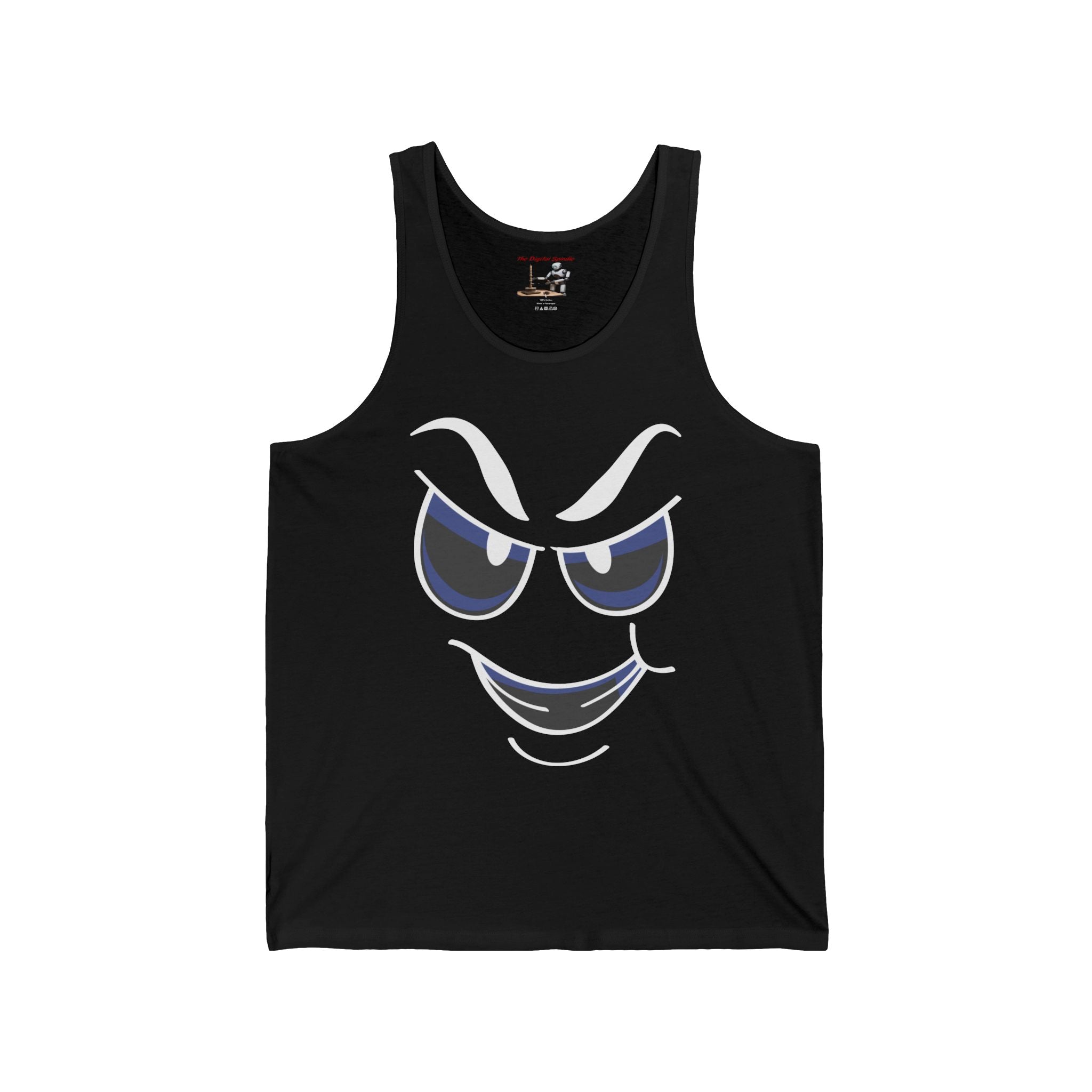Smirking Face Tank Top — Playful Grin Graphic Sleeveless Tee