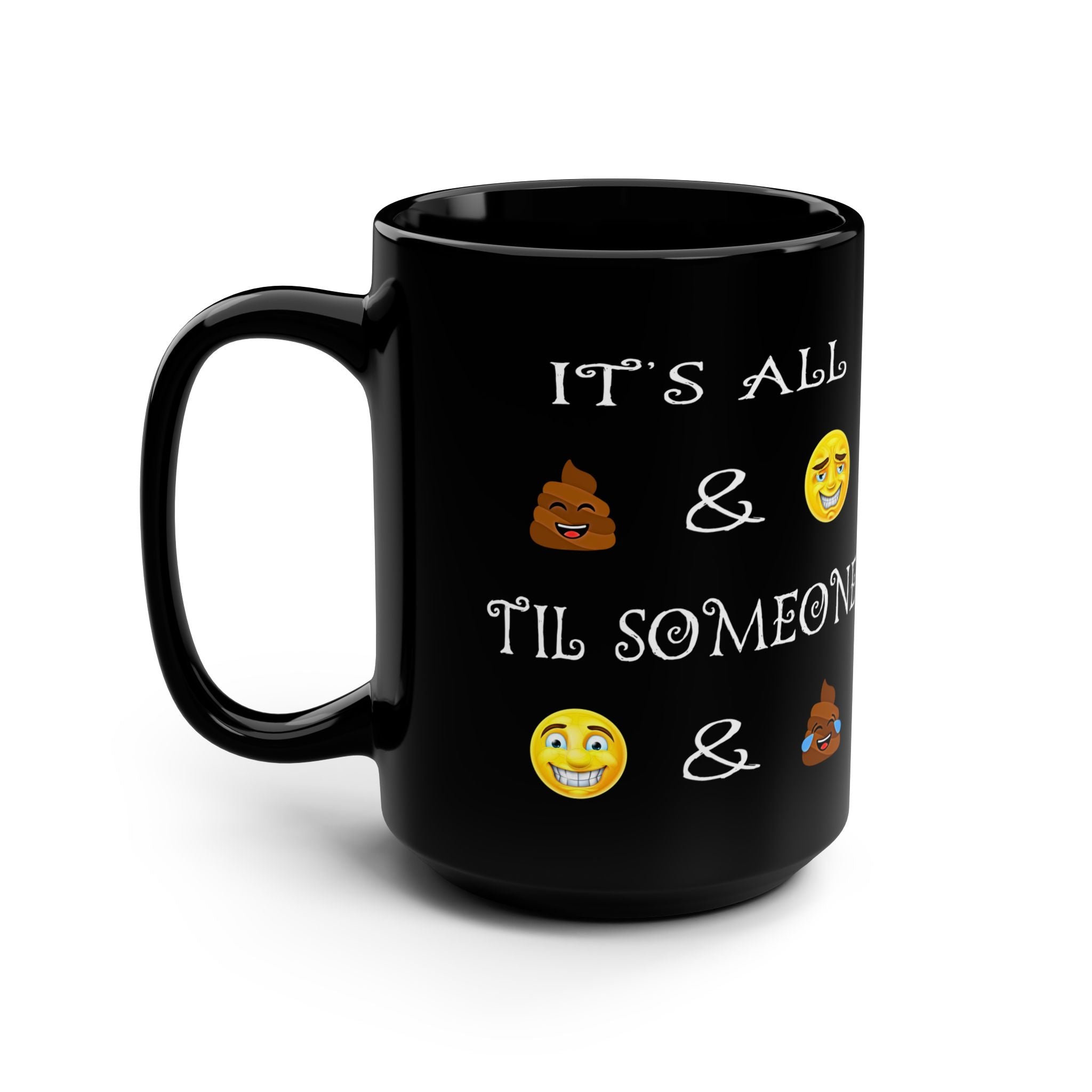 Funny Emoji 15oz Black Coffee Mug