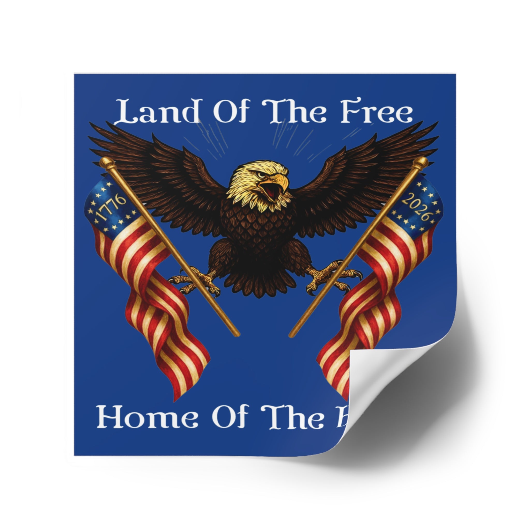 4" × 4" "Land of the Free, Home of the Brave" Square Sticker (Indoor/Outdoor)