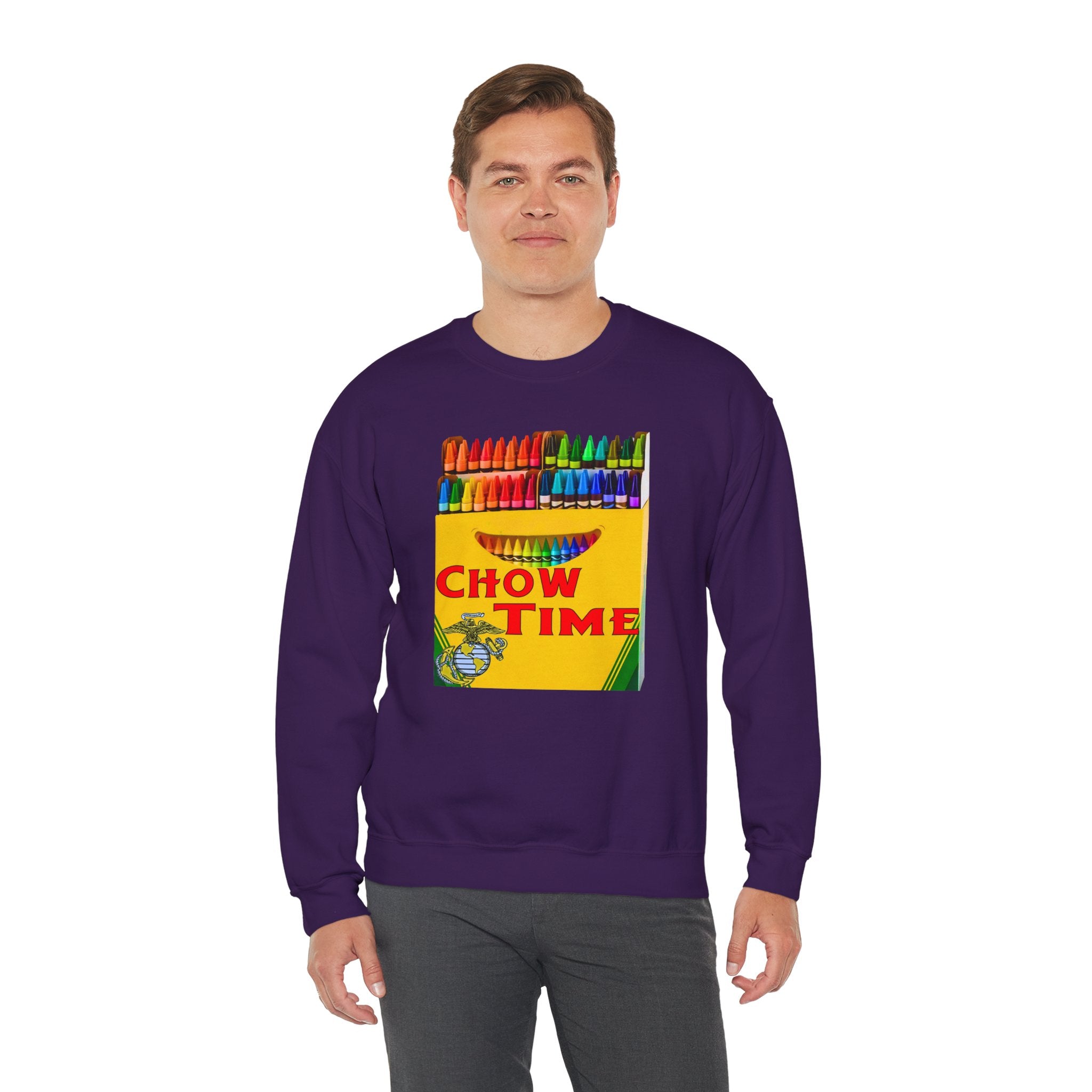 Chow Time Sweatshirt — Colorful Crayon Snack Art Crewneck