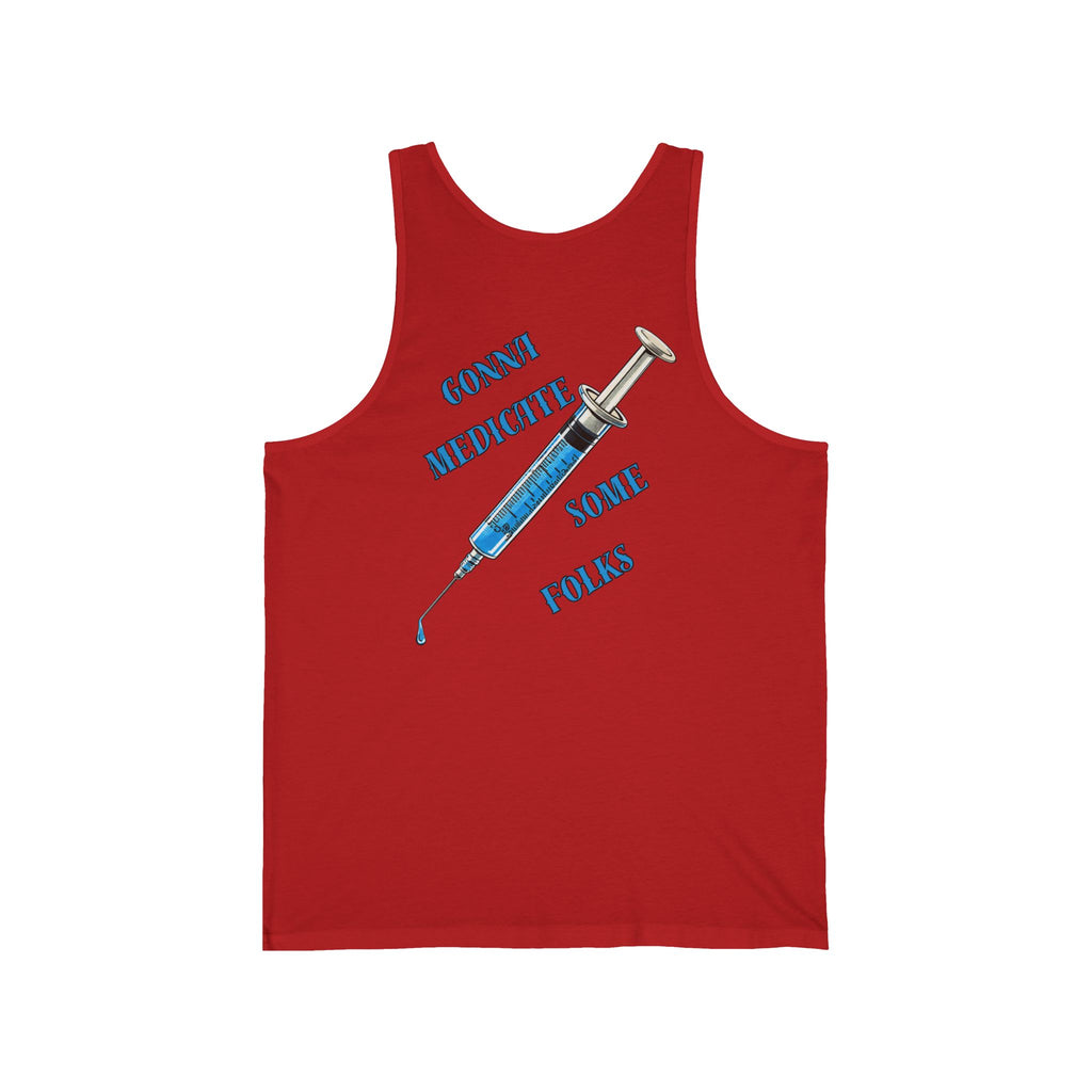 Front & Back "Laughter Is The Best Medicine" & Syringe Graphic Tank Top