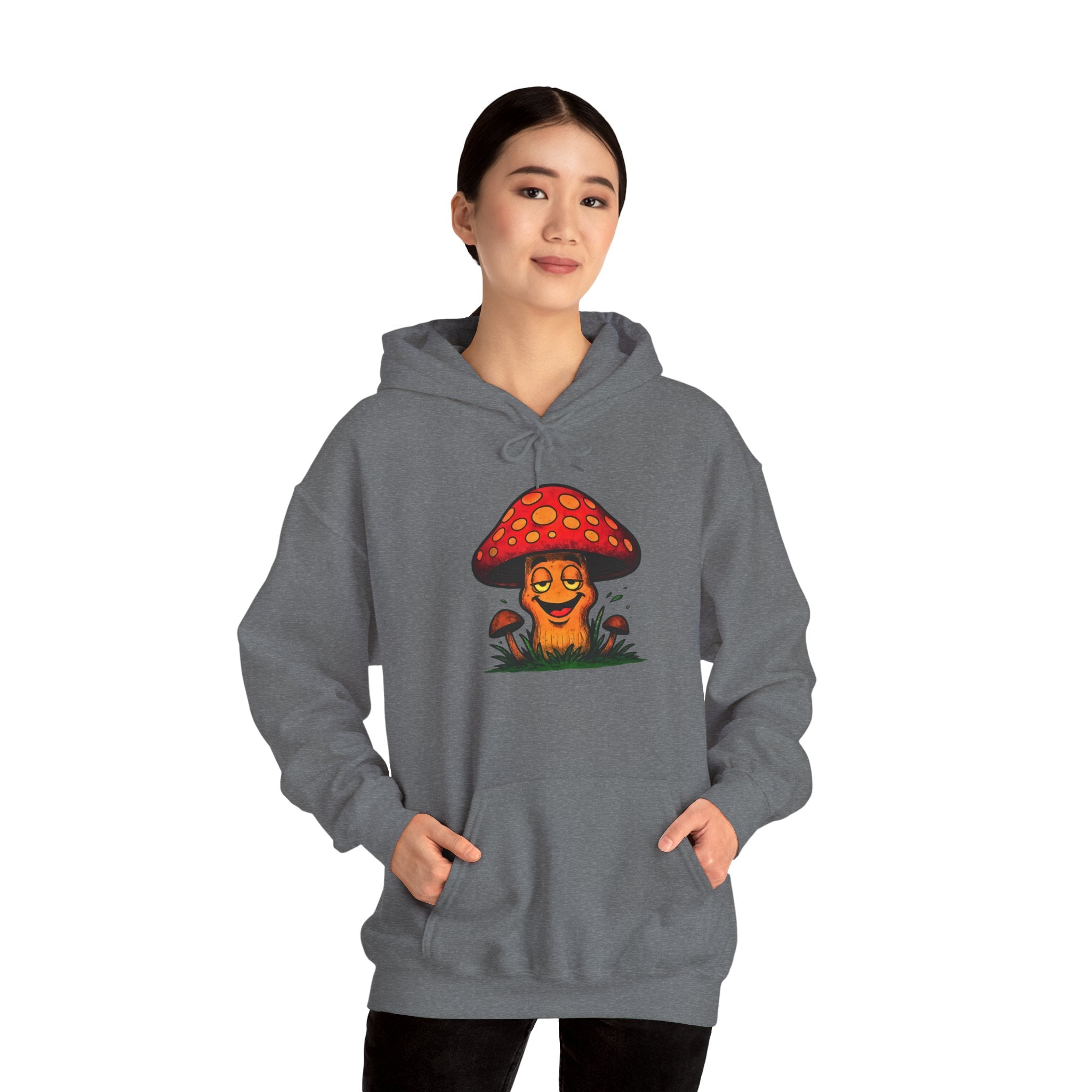 Mushroom Smile Hoodie — Cute Psychedelic Toadstool Graphic Sweatshirt