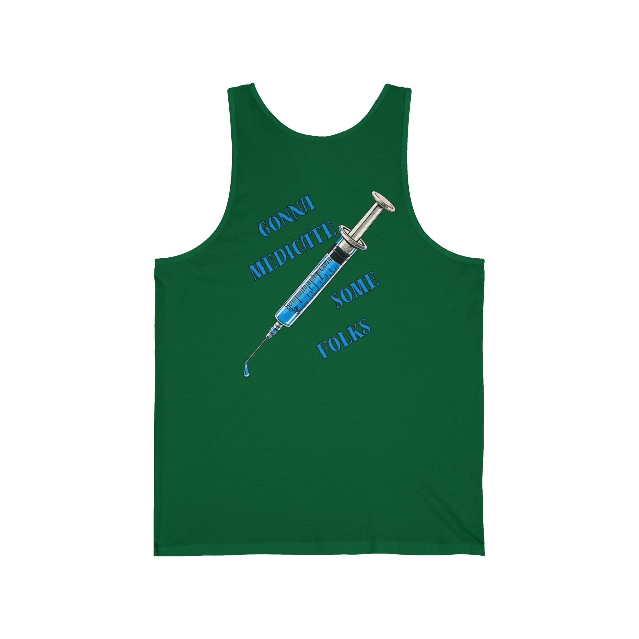 Front & Back "Laughter Is The Best Medicine" & Syringe Graphic Tank Top