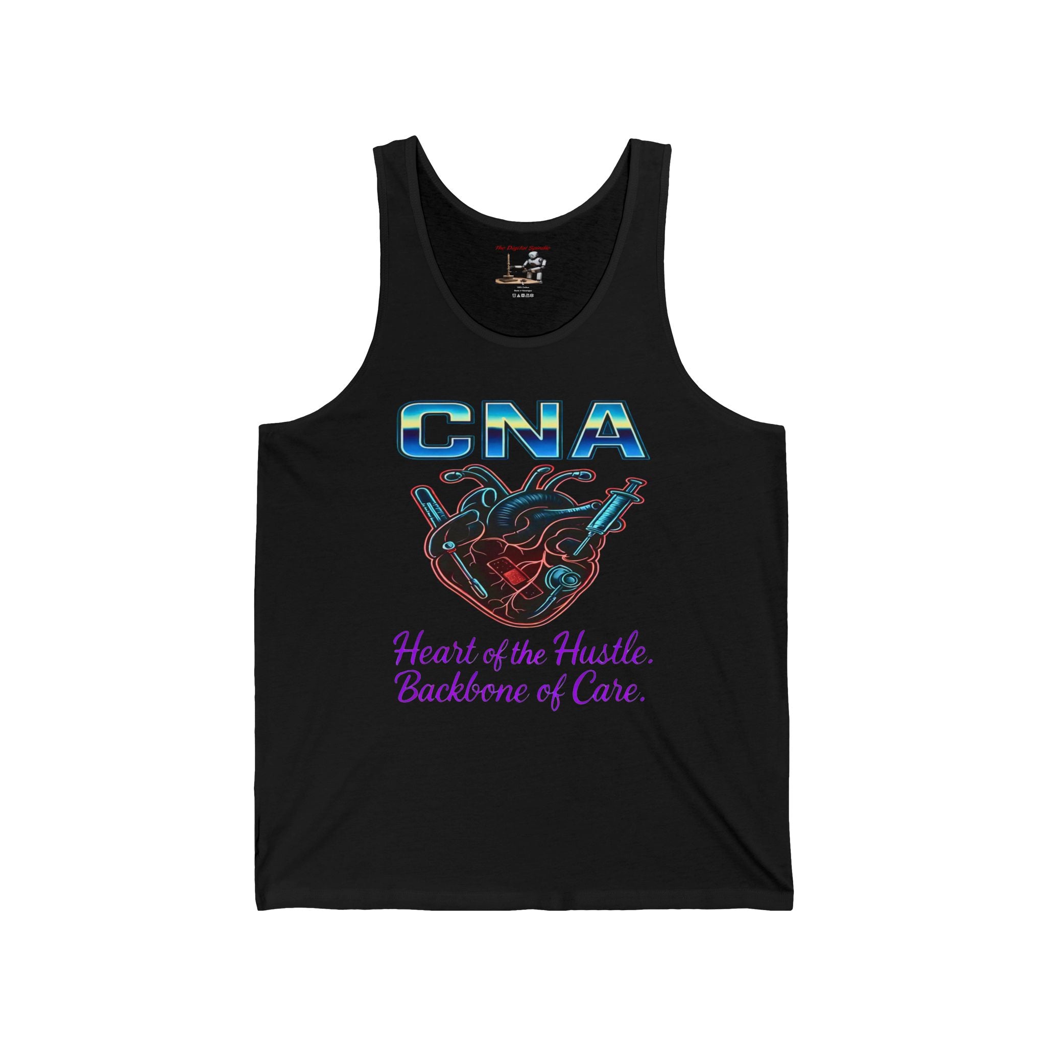 CNA Tank Top – "Heart of the Hustle, Backbone of Care" Graphic