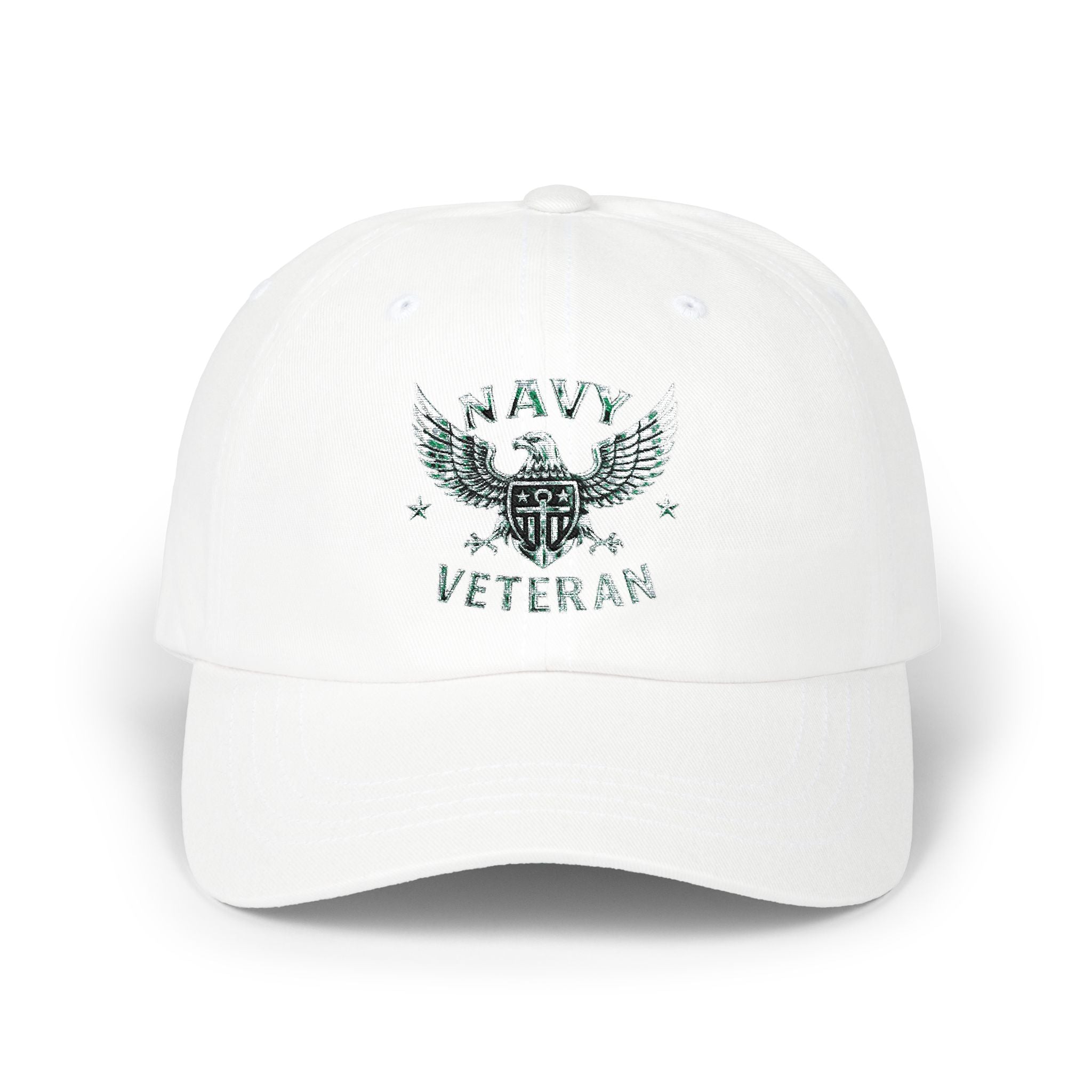 Navy Veteran Classic Dad Cap – Distressed Eagle & Shield Embroidered Hat
