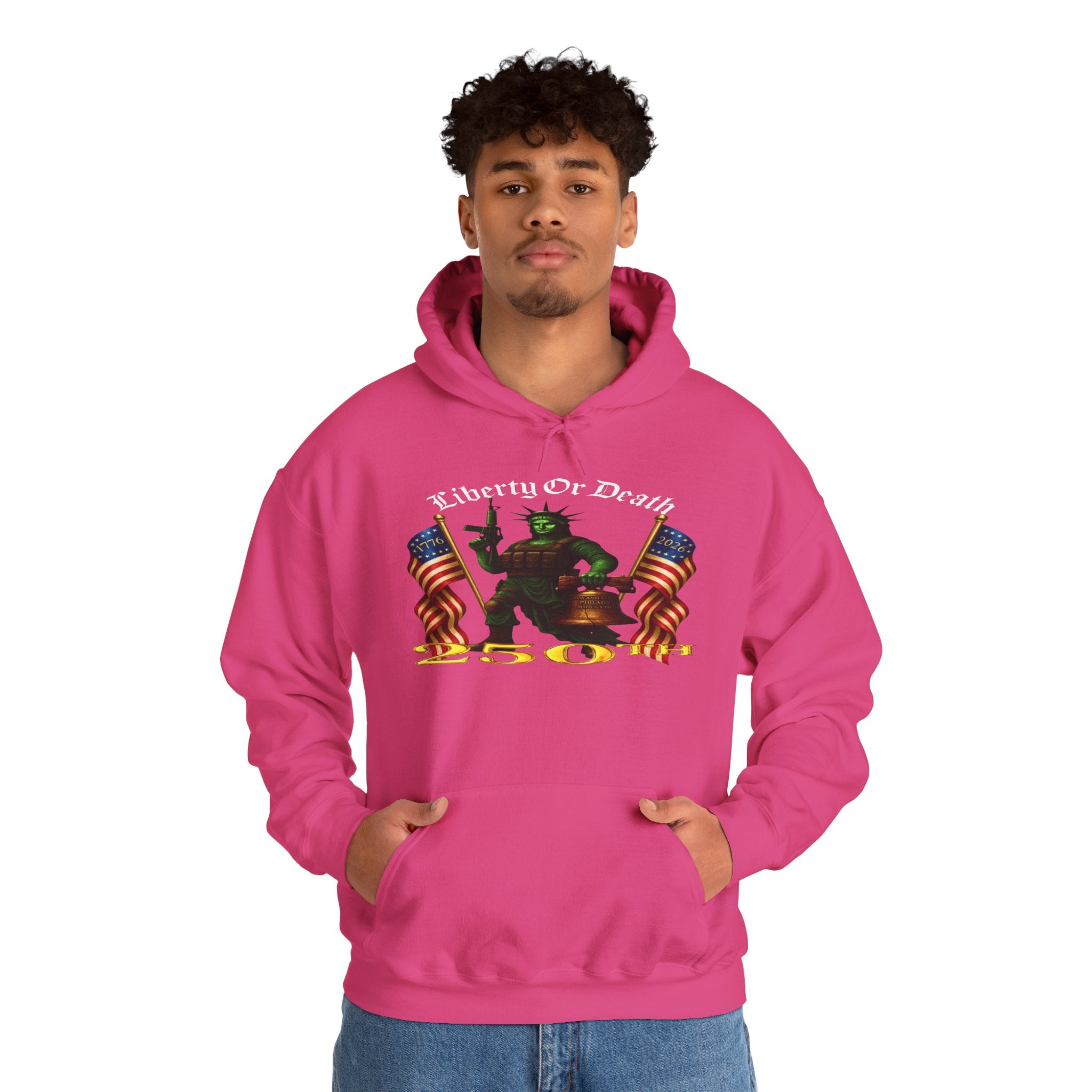 Liberty Or Death 50 Hoodie - Patriotic American Flag Skeleton Graphic Pullover