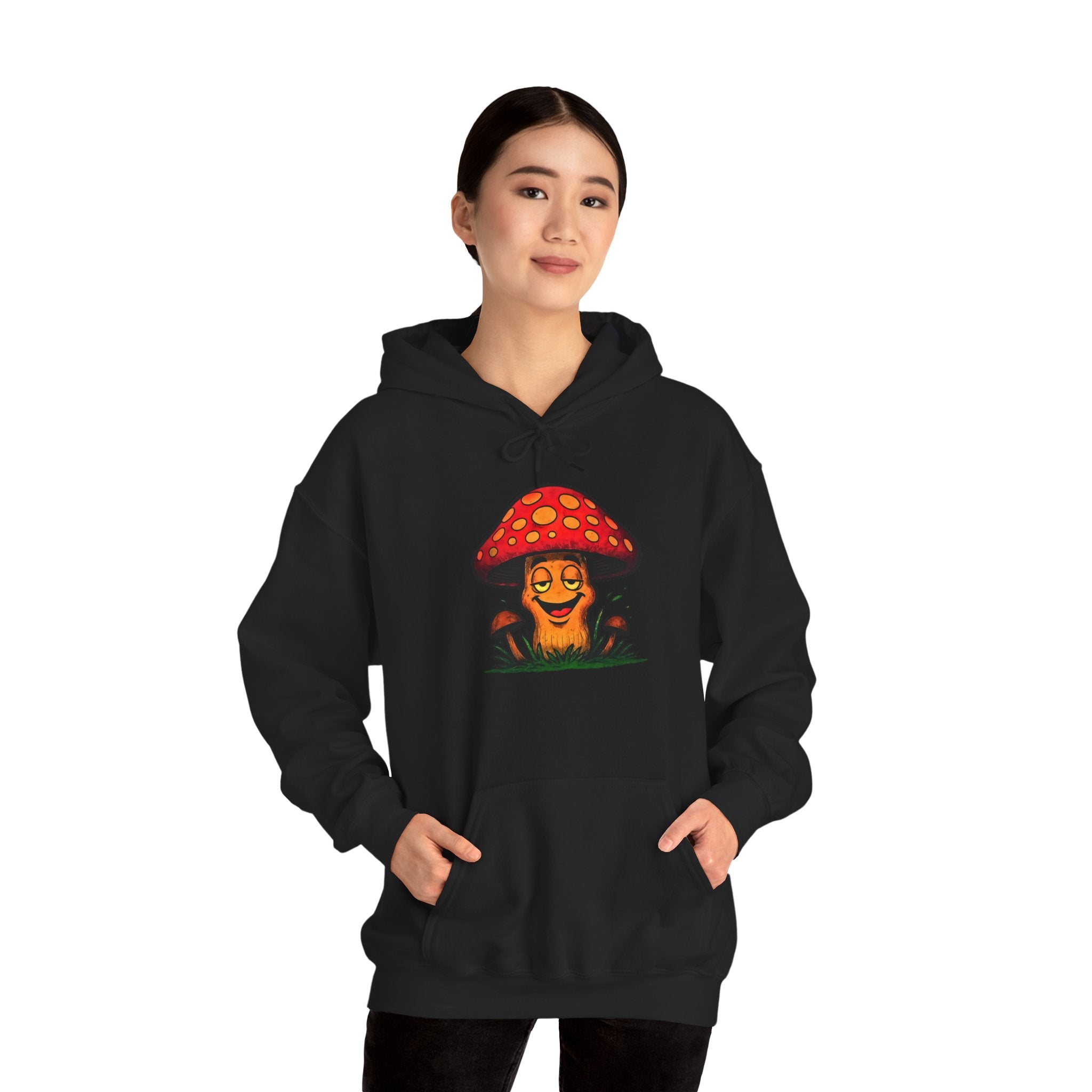 Mushroom Smile Hoodie — Cute Psychedelic Toadstool Graphic Sweatshirt