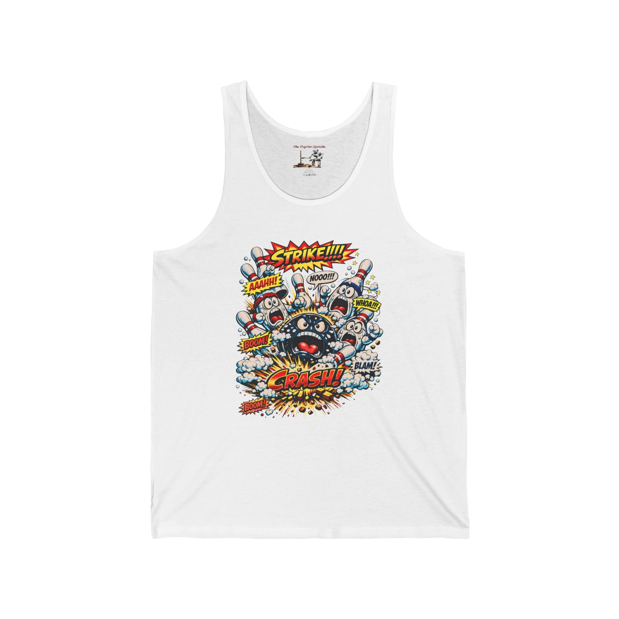 Comic Bowling Explosion Tank Top — Retro Pop Art "Crash!" Graphic Tank