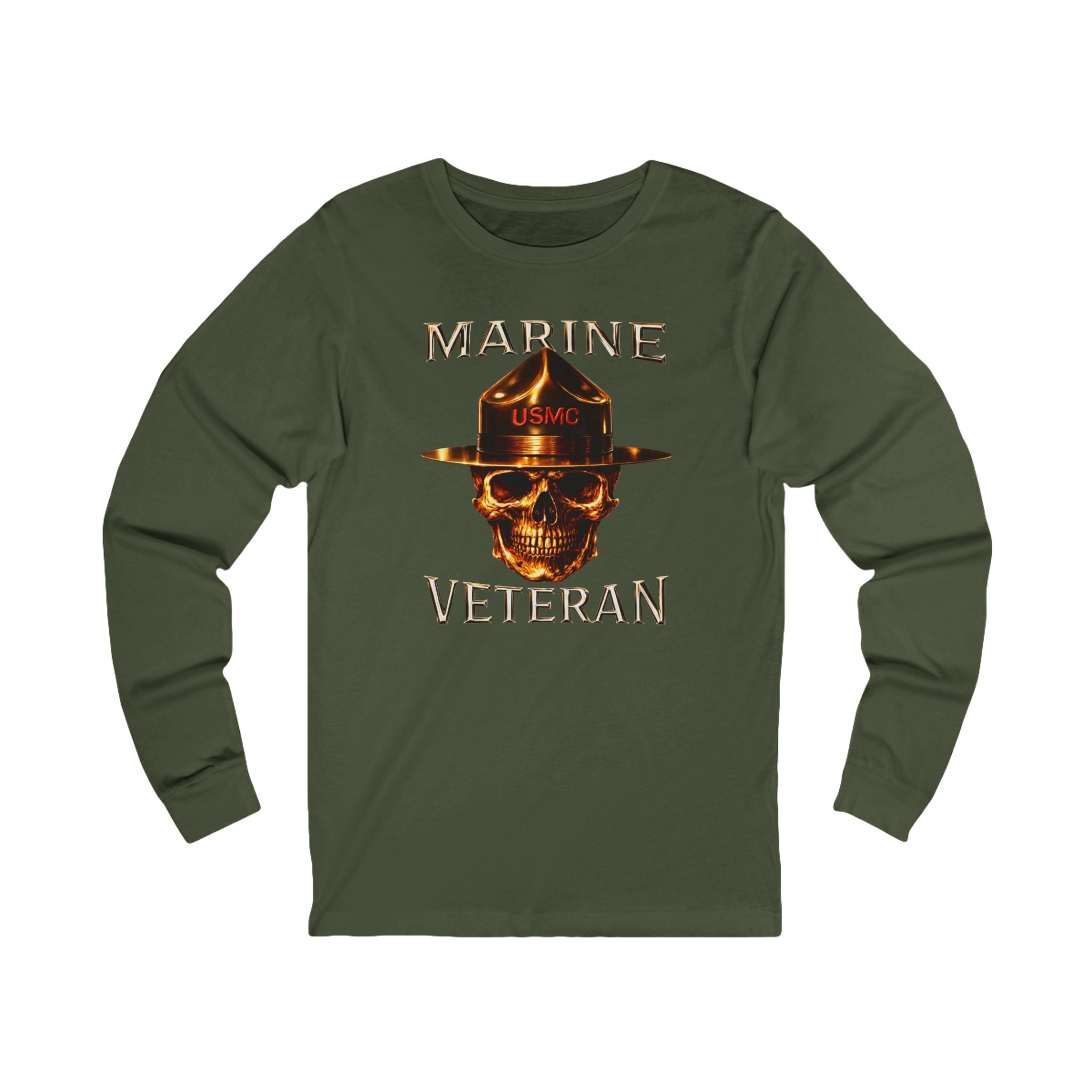 Marine Veteran Skull Drill Instructor Long Sleeve Tee