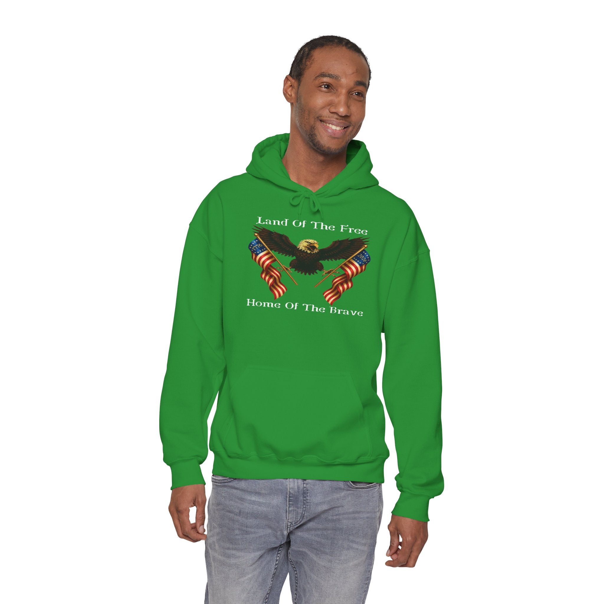 "Land of the Free, Home of the Brave" Hoodie - American Flag Eagle Sweatshirt