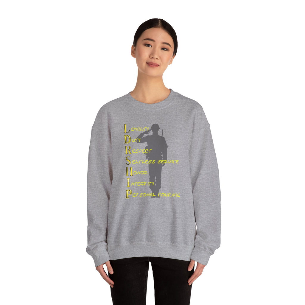 Leadership Military Salute Crewneck Sweatshirt — LDRSHIP Values Design
